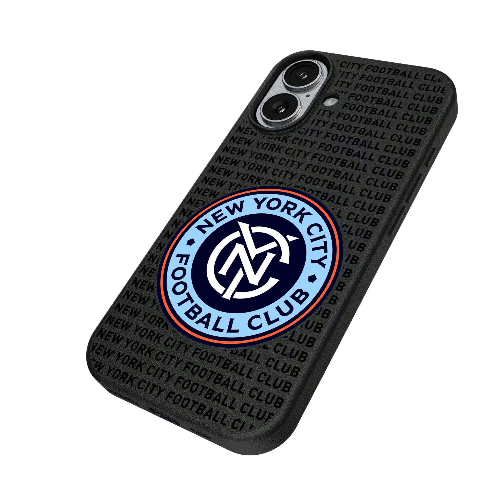 New York City FC Text Backdrop iPhone MagSafe Compatible Phone Case for Apple iPhone - Isometric View#Device_iPhone 17