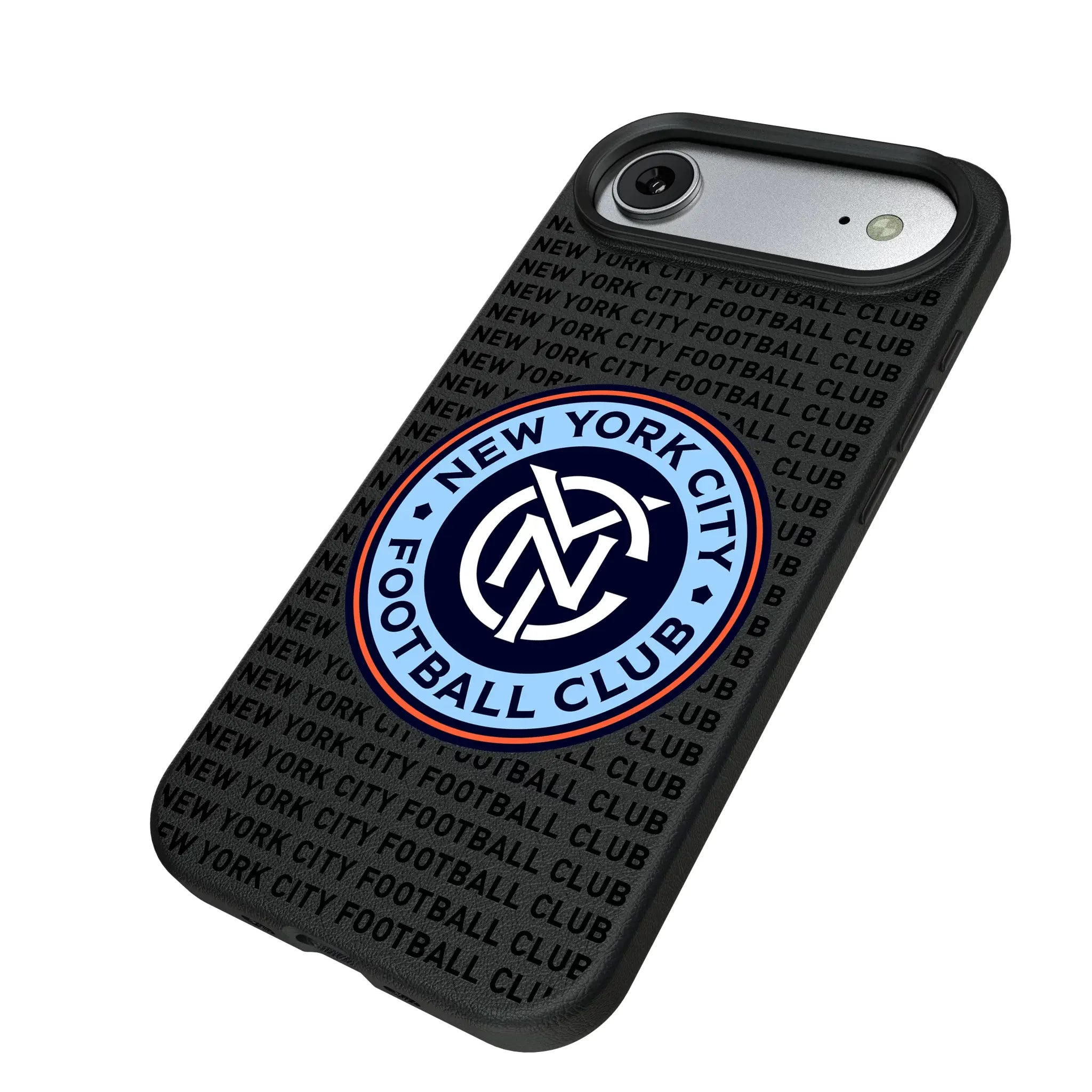 New York City FC Text Backdrop iPhone MagSafe Compatible Phone Case for Apple iPhone - Isometric View#Device_iPhone Air