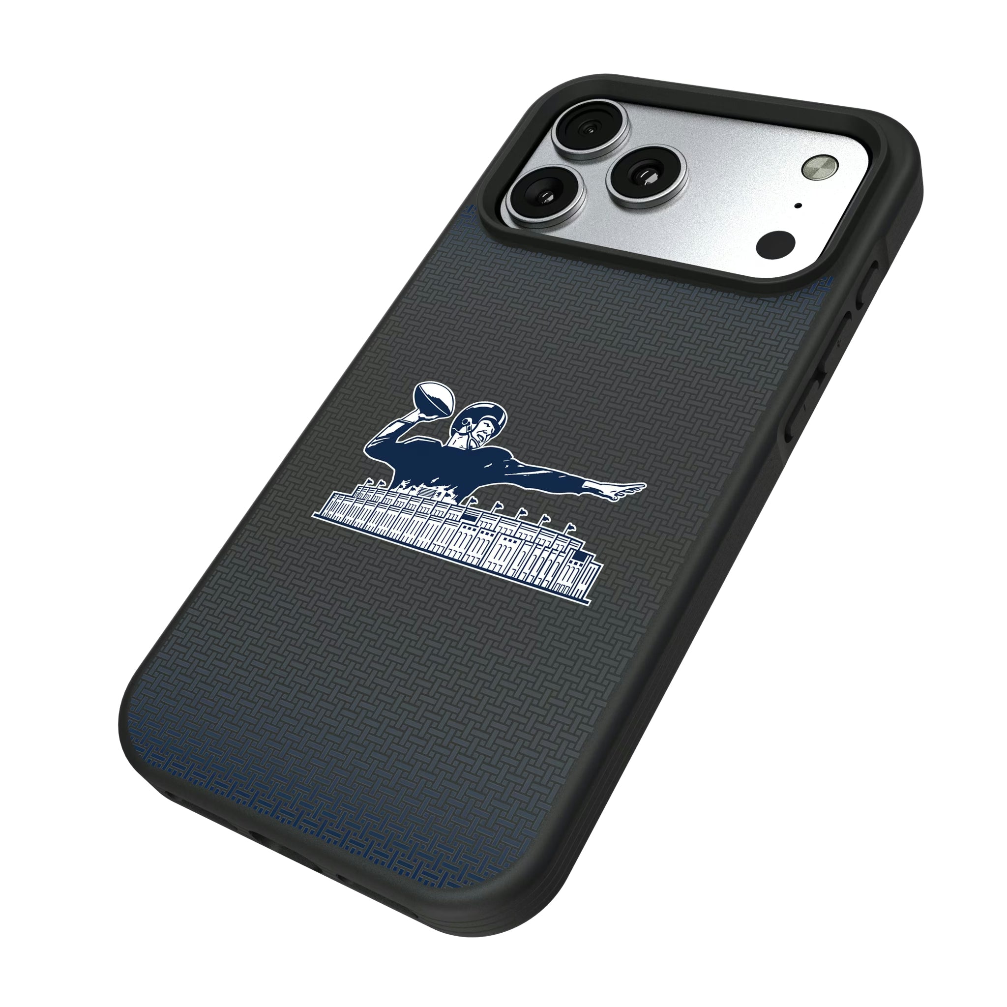 New York Giants 1960-1966 Historic Collection Linen iPhone Bump Phone Case for Apple iPhone - Isometric View#Device_iPhone 17 Pro Max