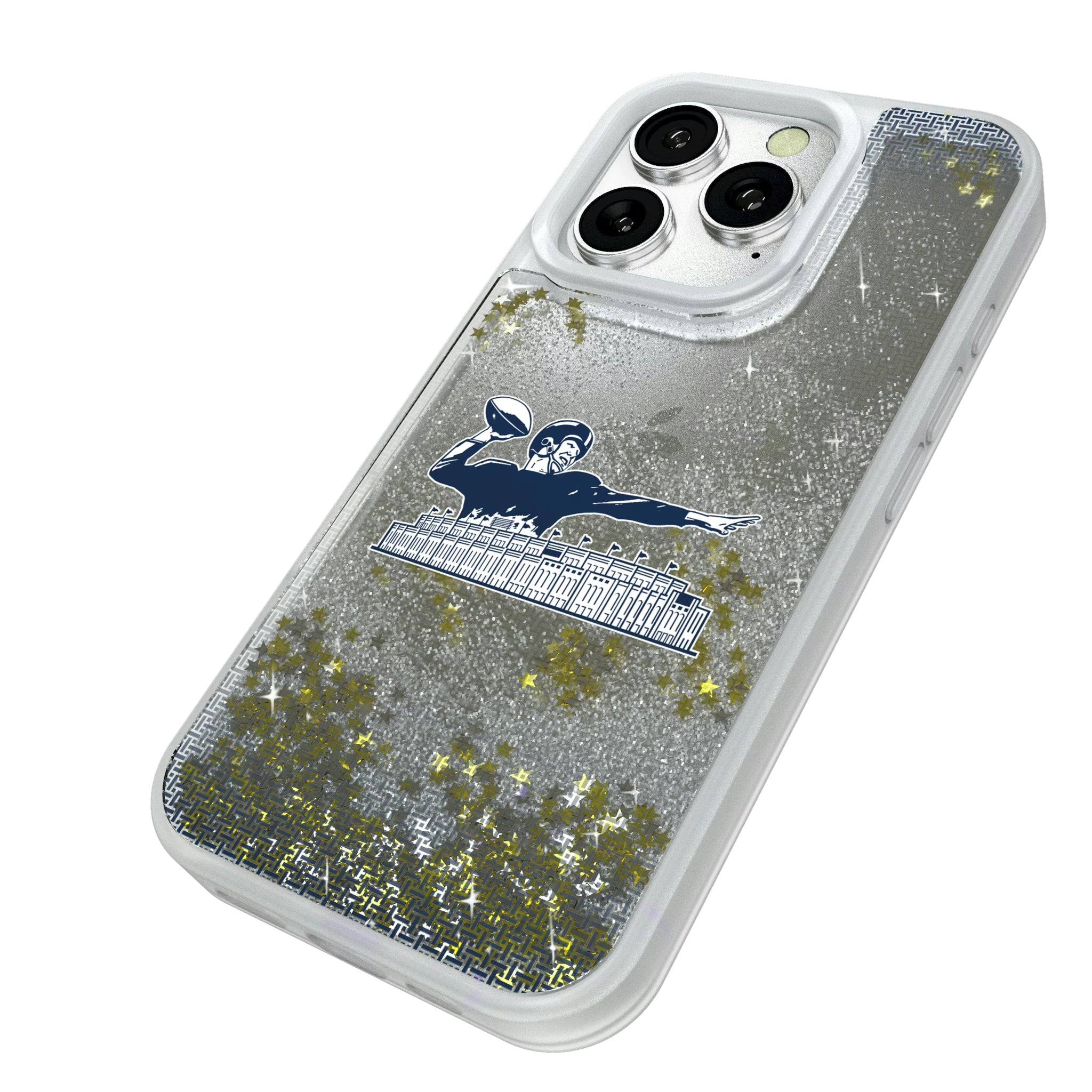 New York Giants 1960-1966 Historic Collection Linen iPhone Glitter Phone Case for Apple iPhone - Isometric View#Device_iPhone 16 Pro