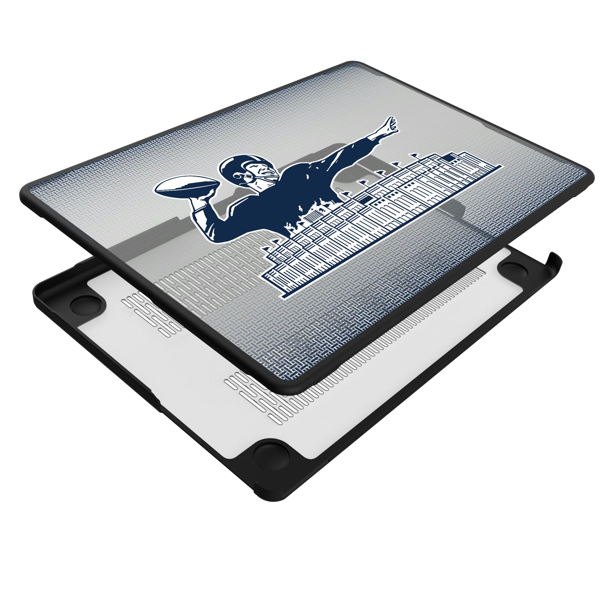 New York Giants 1960-1966 Historic Collection Linen MacBook Laptop Case for Apple MacBook - Isometric View#Device_MacBook Pro (14-inch, 2021) / MacBook Pro (14-inch, 2023) / MacBook Pro (14-inch, 2024)