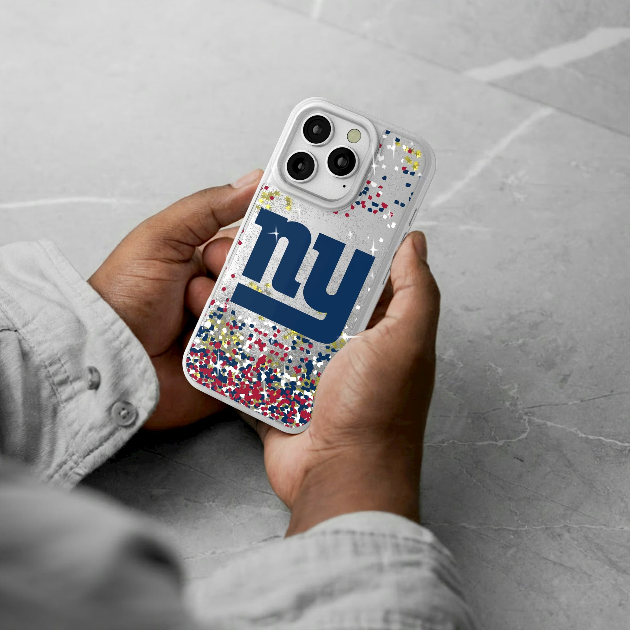 New York Giants Confetti iPhone Glitter Phone Case for Apple iPhone - Lifestyle#Device_iPhone 16 Pro