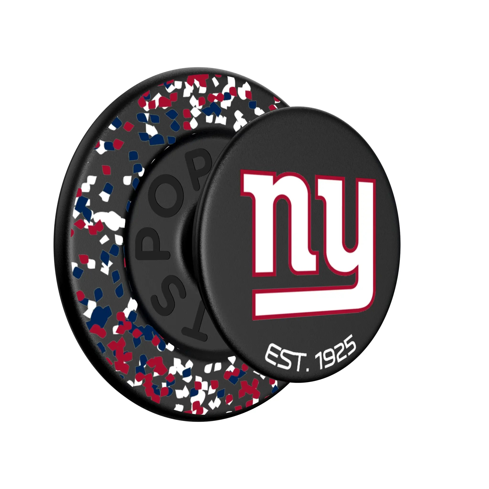 New York Giants Confetti Popsockets Round Magnetic - Isometric View