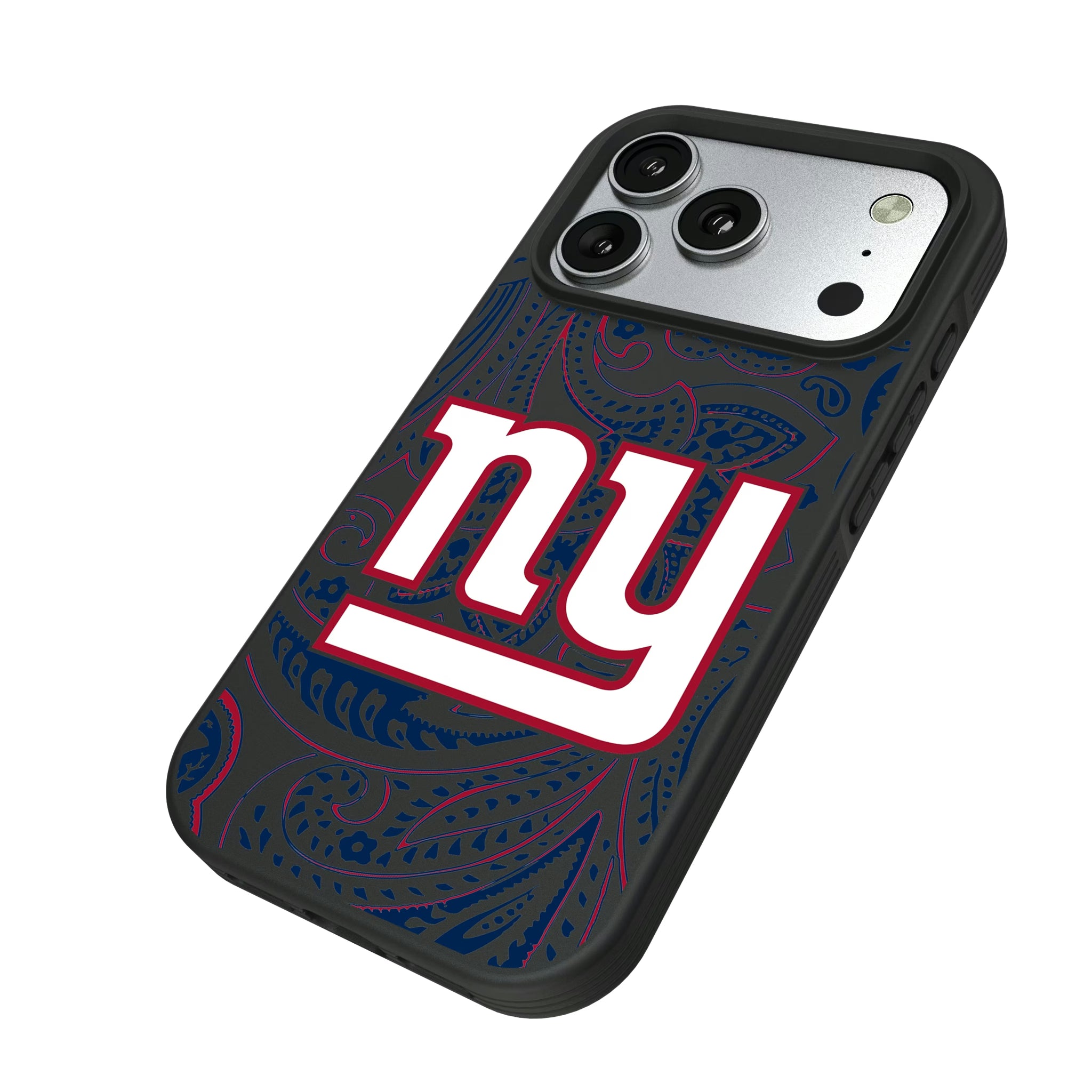 New York Giants Paisley iPhone Bump Phone Case for Apple iPhone - Isometric View#Device_iPhone 17 Pro