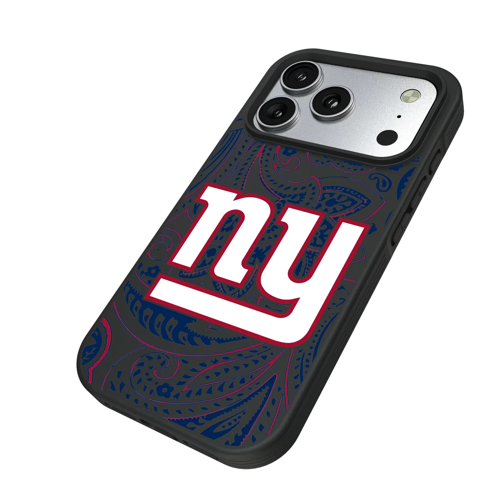 New York Giants Paisley iPhone Bump Phone Case for Apple iPhone - Isometric View#Device_iPhone 17 Pro