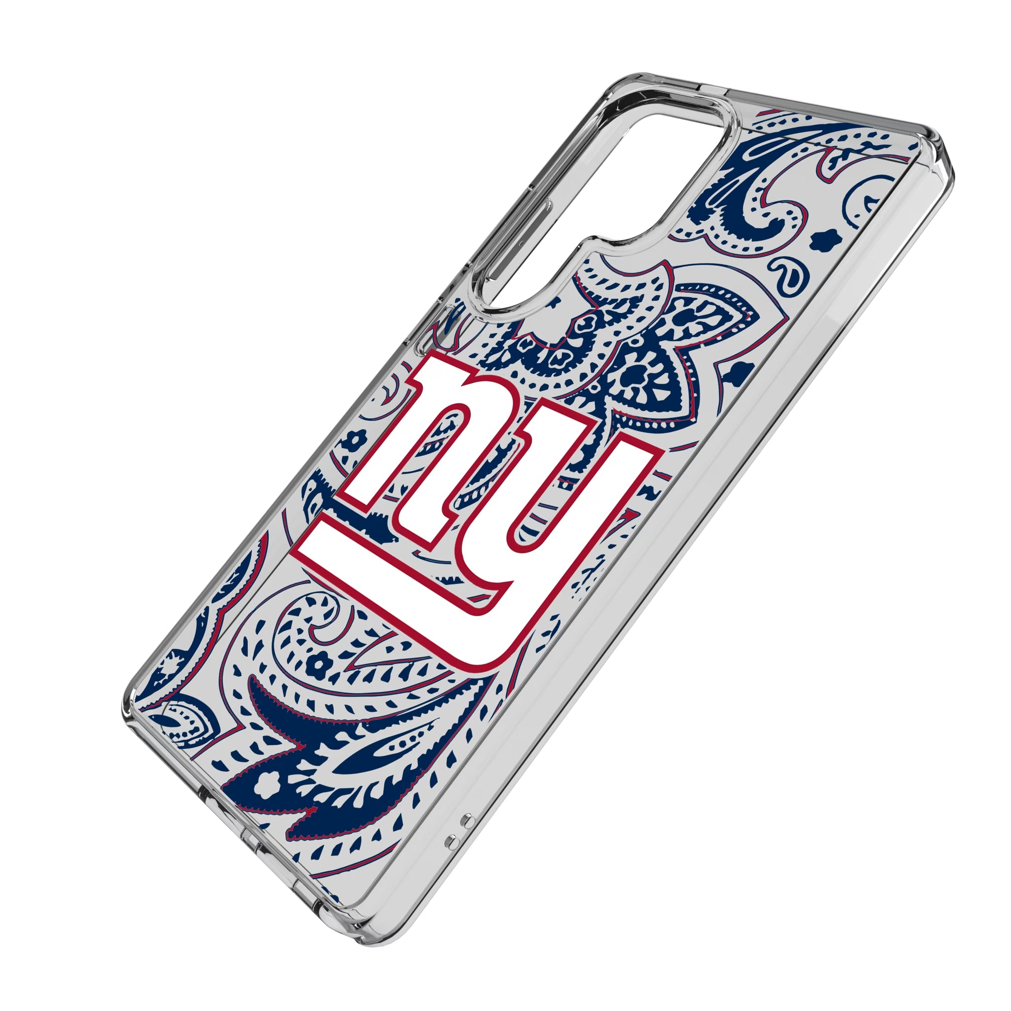 New York Giants Paisley Galaxy Clear Phone Case for Samsung Galaxy - Isometric View
