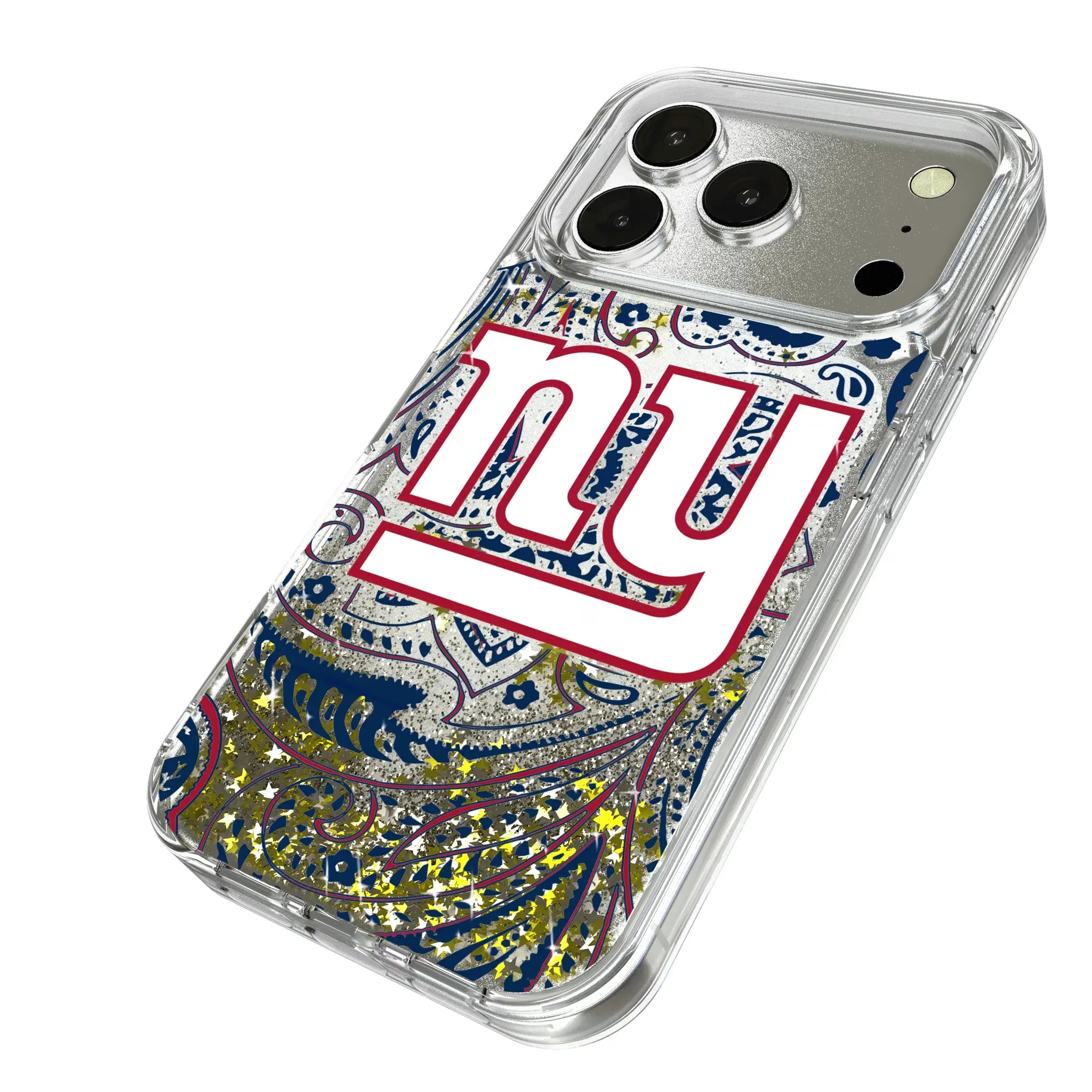 New York Giants Paisley iPhone Glitter Phone Case for Apple iPhone - Isometric View