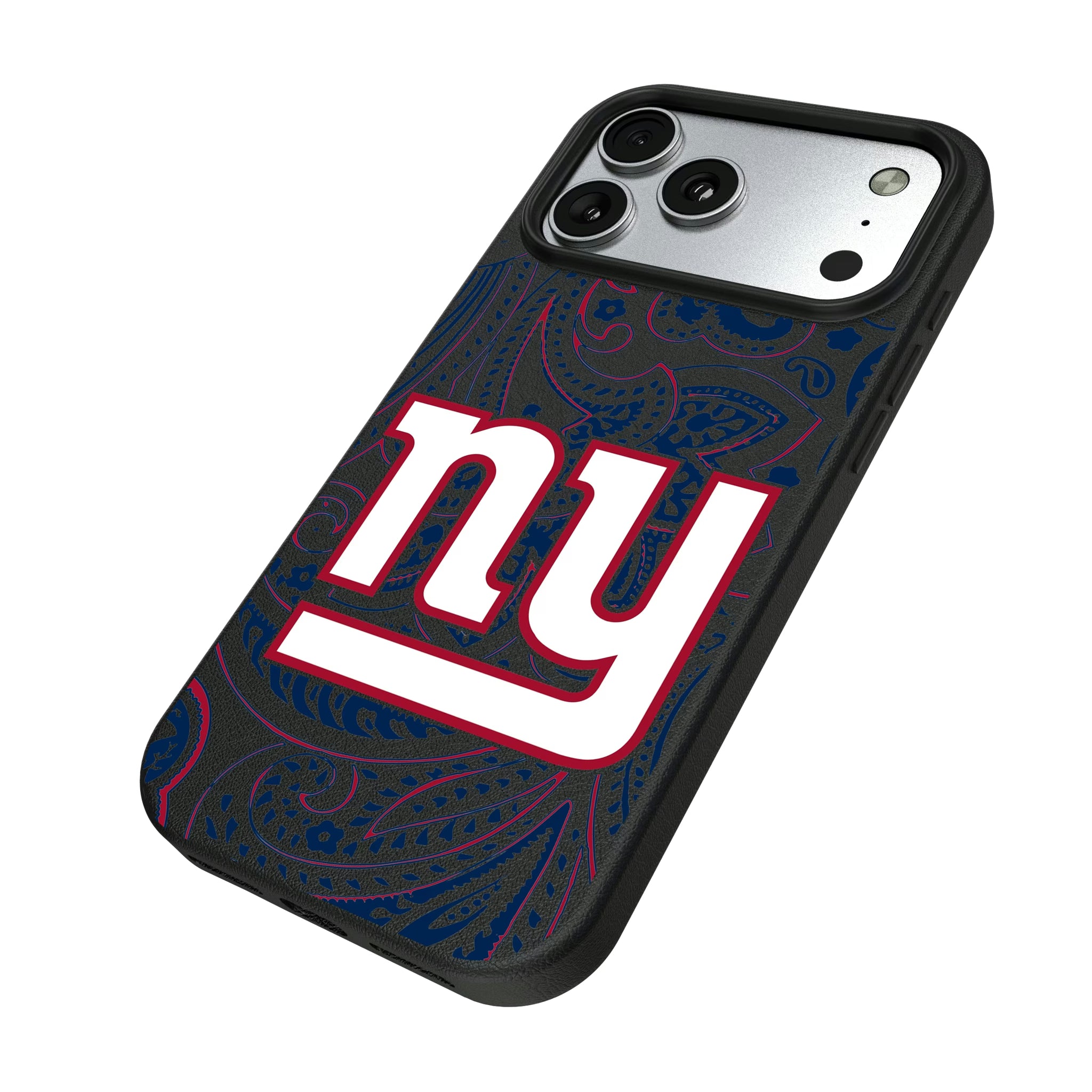 New York Giants Paisley iPhone MagSafe Compatible Phone Case for Apple iPhone - Isometric View#Device_iPhone 17 Pro Max