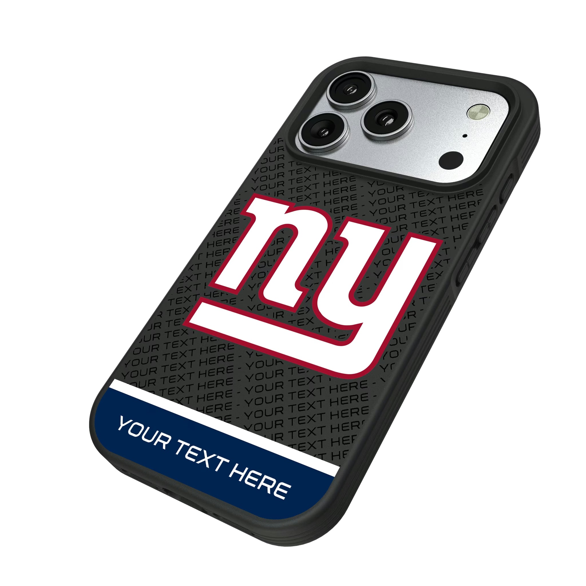 New York Giants Personalized EndZone Plus iPhone Bump Phone Case for Apple iPhone - Isometric View#Device_iPhone 17 Pro