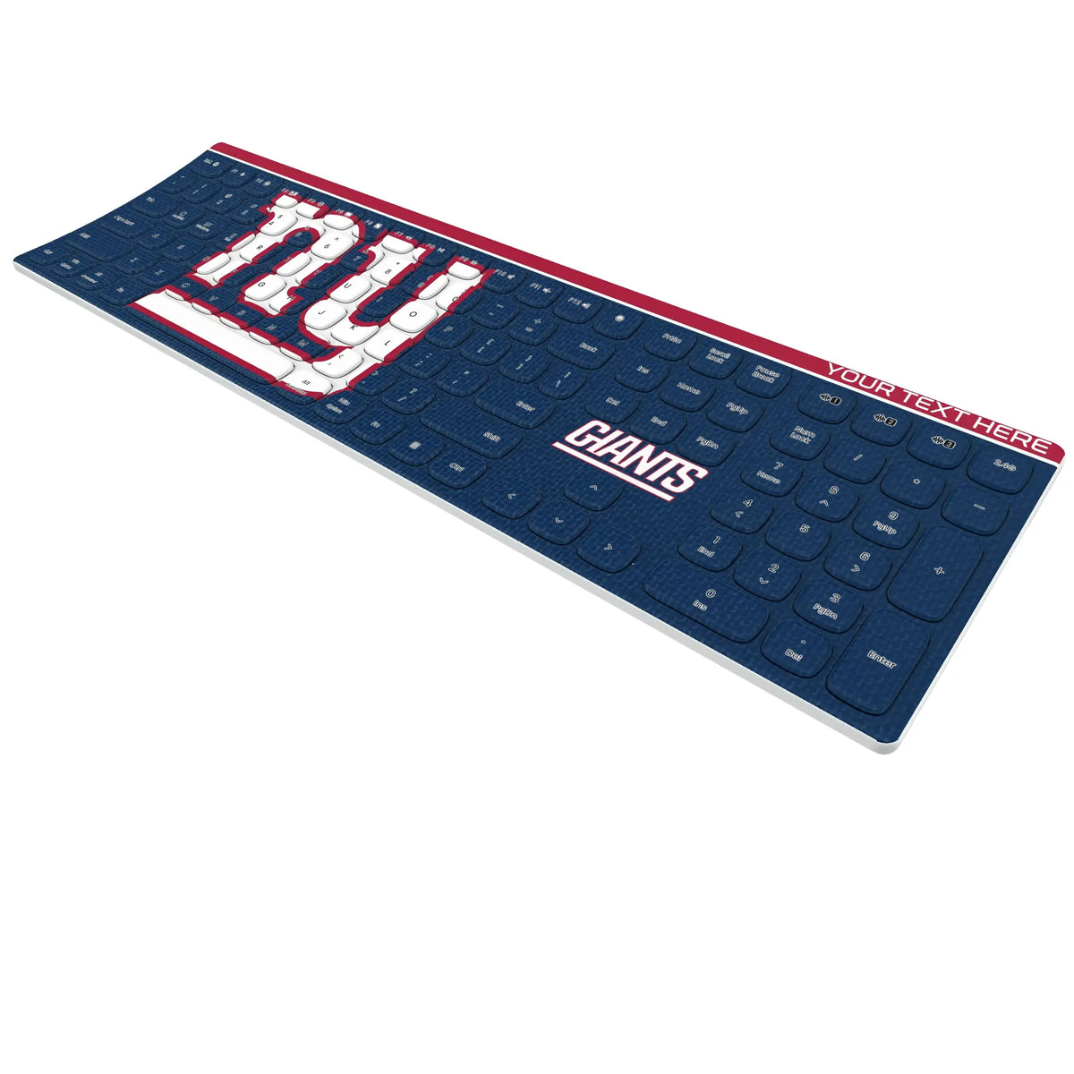 New York Giants Personalized Endzone Solid KKB605 Curved Wireless Keyboard - Isometric View