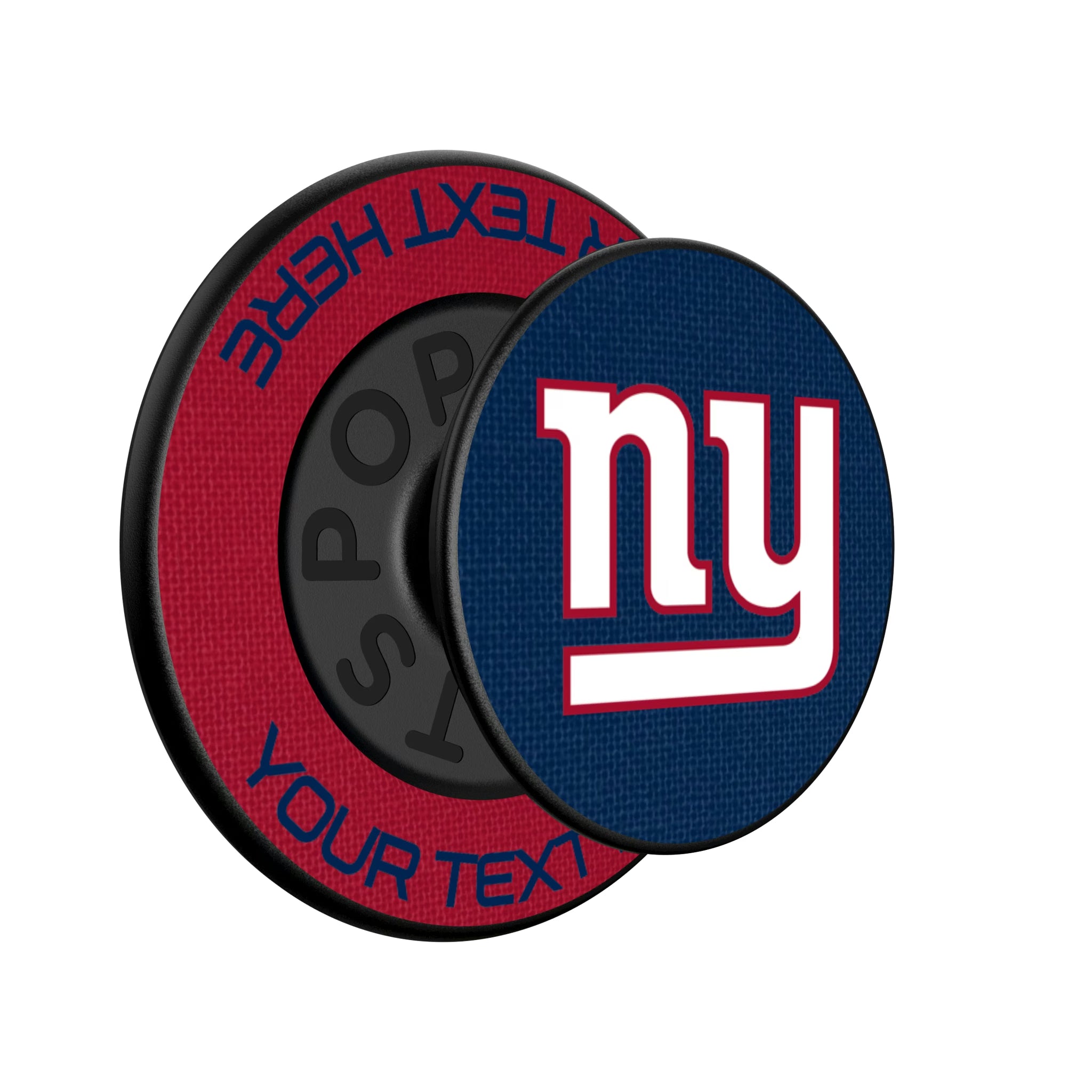 New York Giants Personalized Endzone Solid Popsockets Round Magnetic - Isometric View