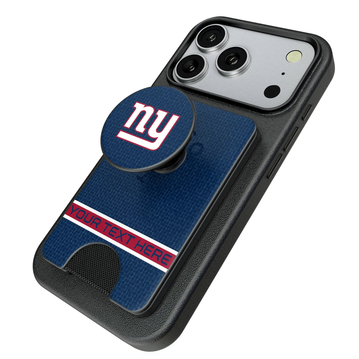 New York Giants Personalized Endzone Solid Popsockets Wallet Magnetic - Isometric View