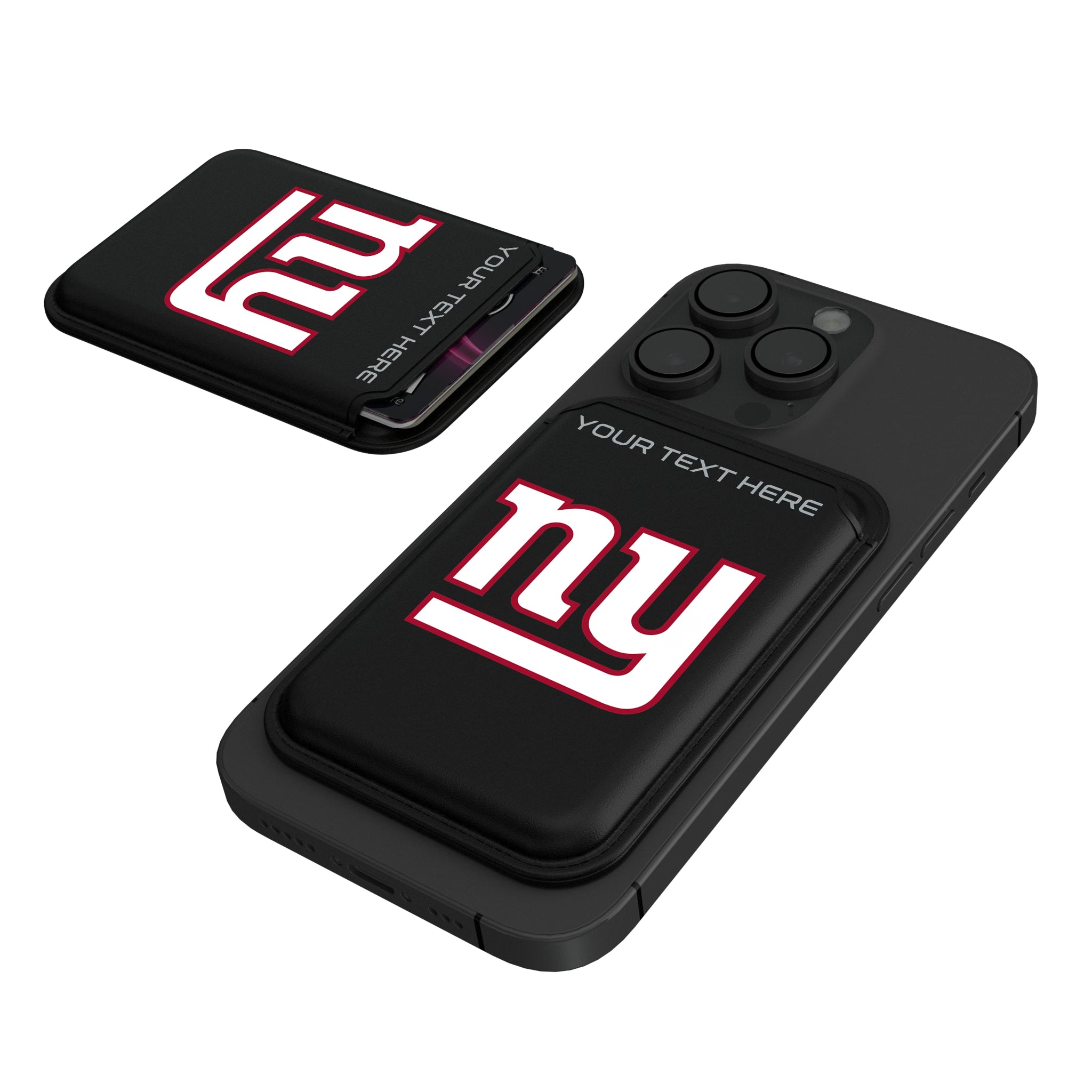 New York Giants Personalized Insignia Black Magnetic Credit Card Wallet
