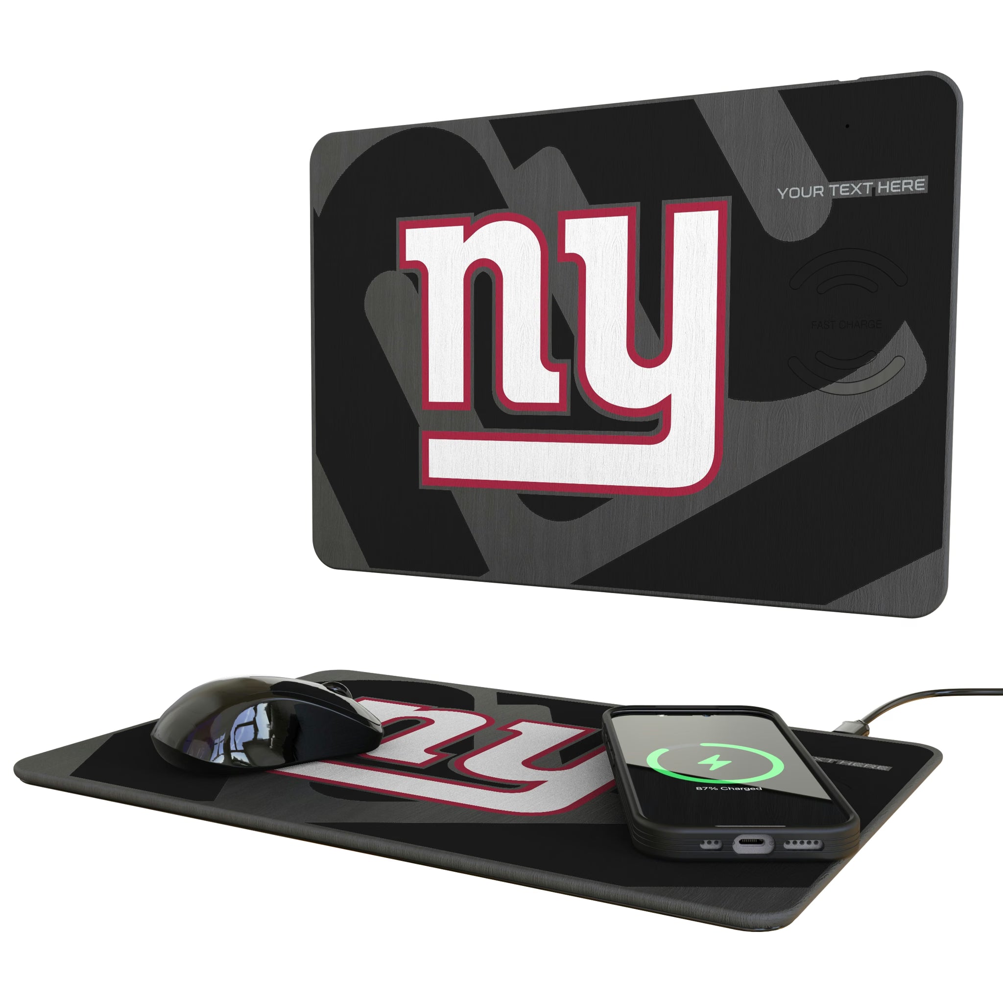 New York Giants Personalized Tilt 15-Watt Wireless Charger and Mouse Pad