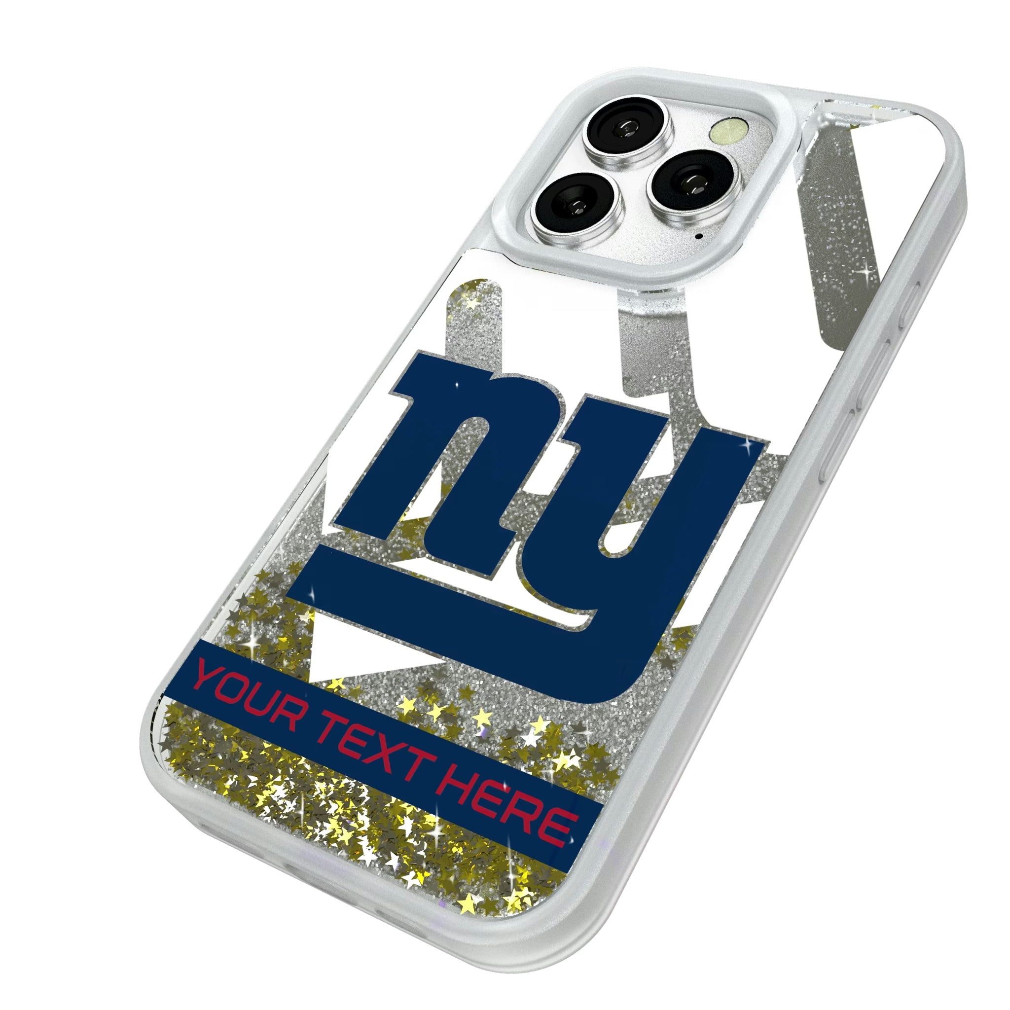New York Giants Personalized Tilt iPhone Glitter Phone Case for Apple iPhone - Isometric View#Device_iPhone 16 Pro