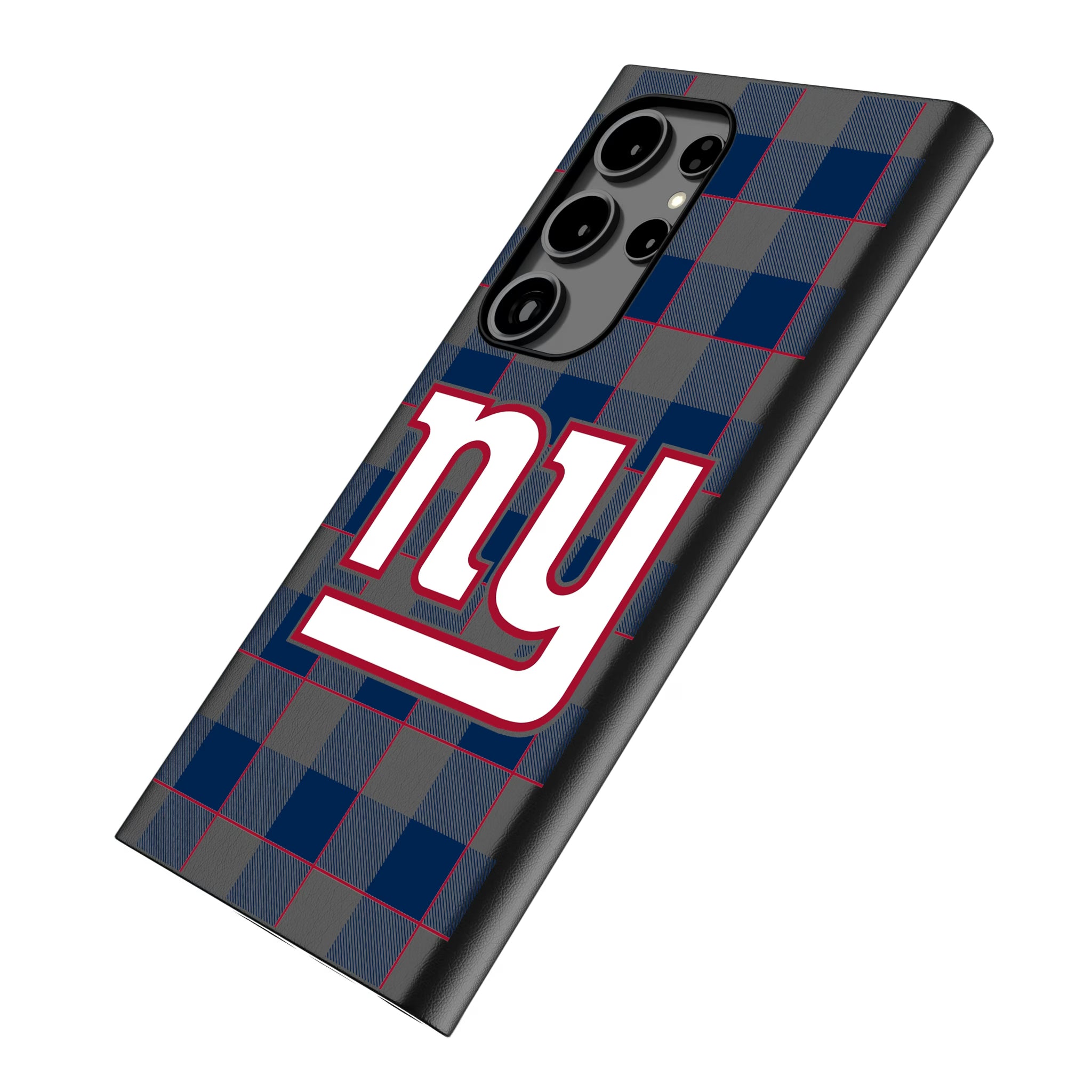 New York Giants Plaid Galaxy MagSafe Compatible Phone Case for Samsung Galaxy - Isometric View