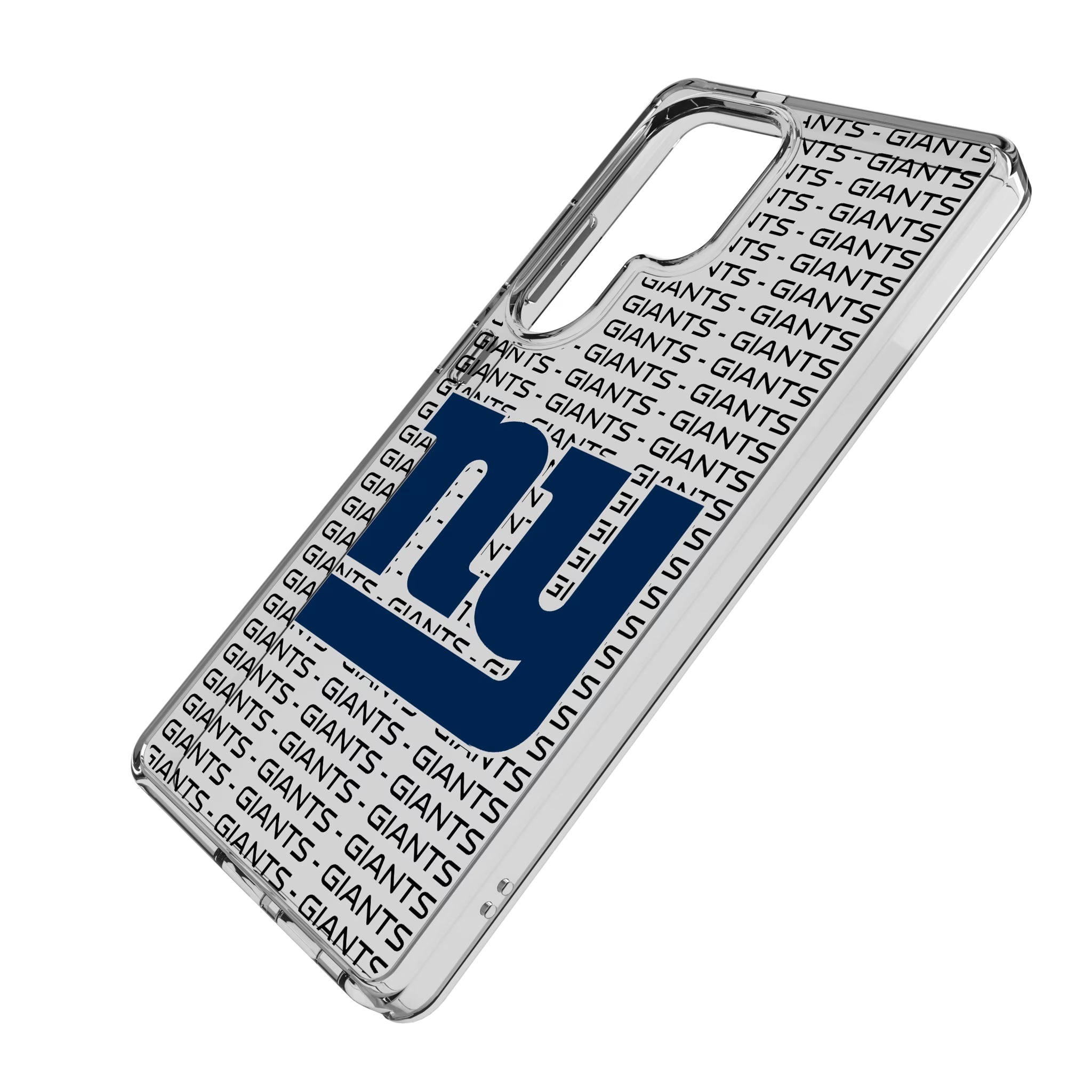 New York Giants Text Backdrop Galaxy Clear Phone Case for Samsung Galaxy - Isometric View