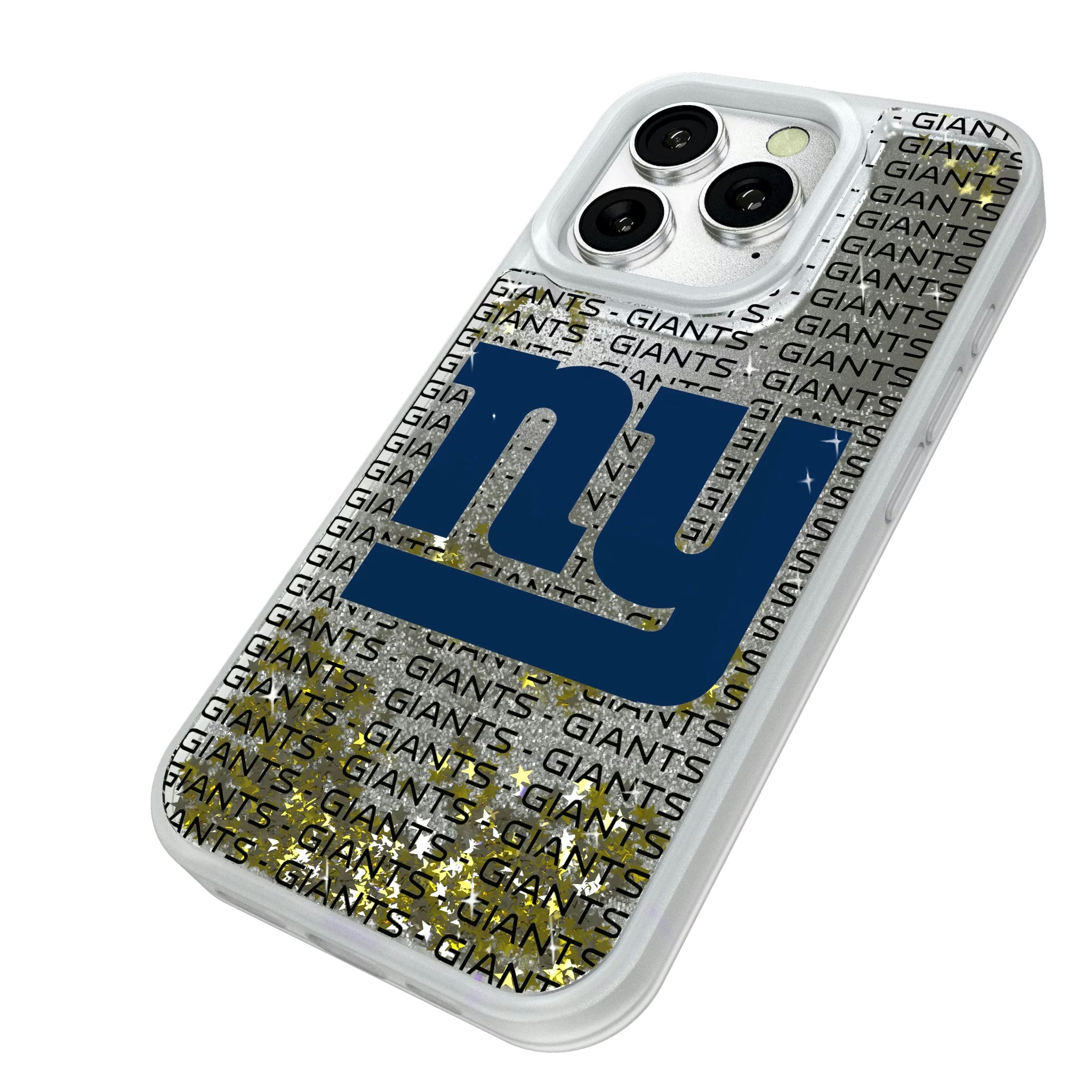 New York Giants Text Backdrop iPhone Glitter Phone Case for Apple iPhone - Isometric View#Device_iPhone 16 Pro