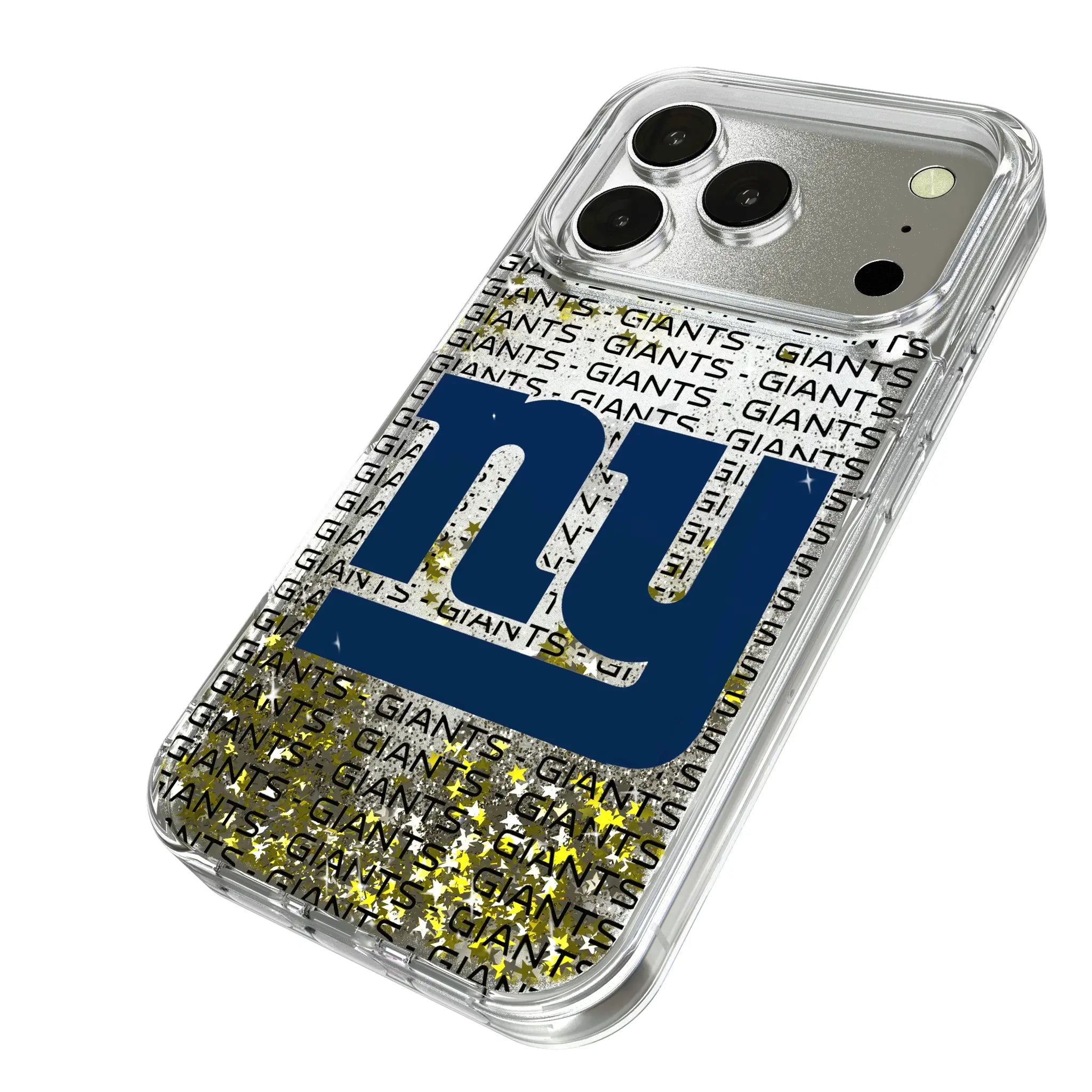 New York Giants Text Backdrop iPhone Glitter Phone Case for Apple iPhone - Isometric View