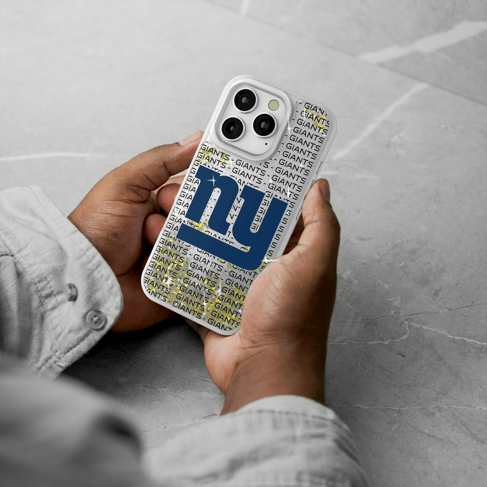 New York Giants Text Backdrop iPhone Glitter Phone Case for Apple iPhone - Lifestyle#Device_iPhone 16 Pro