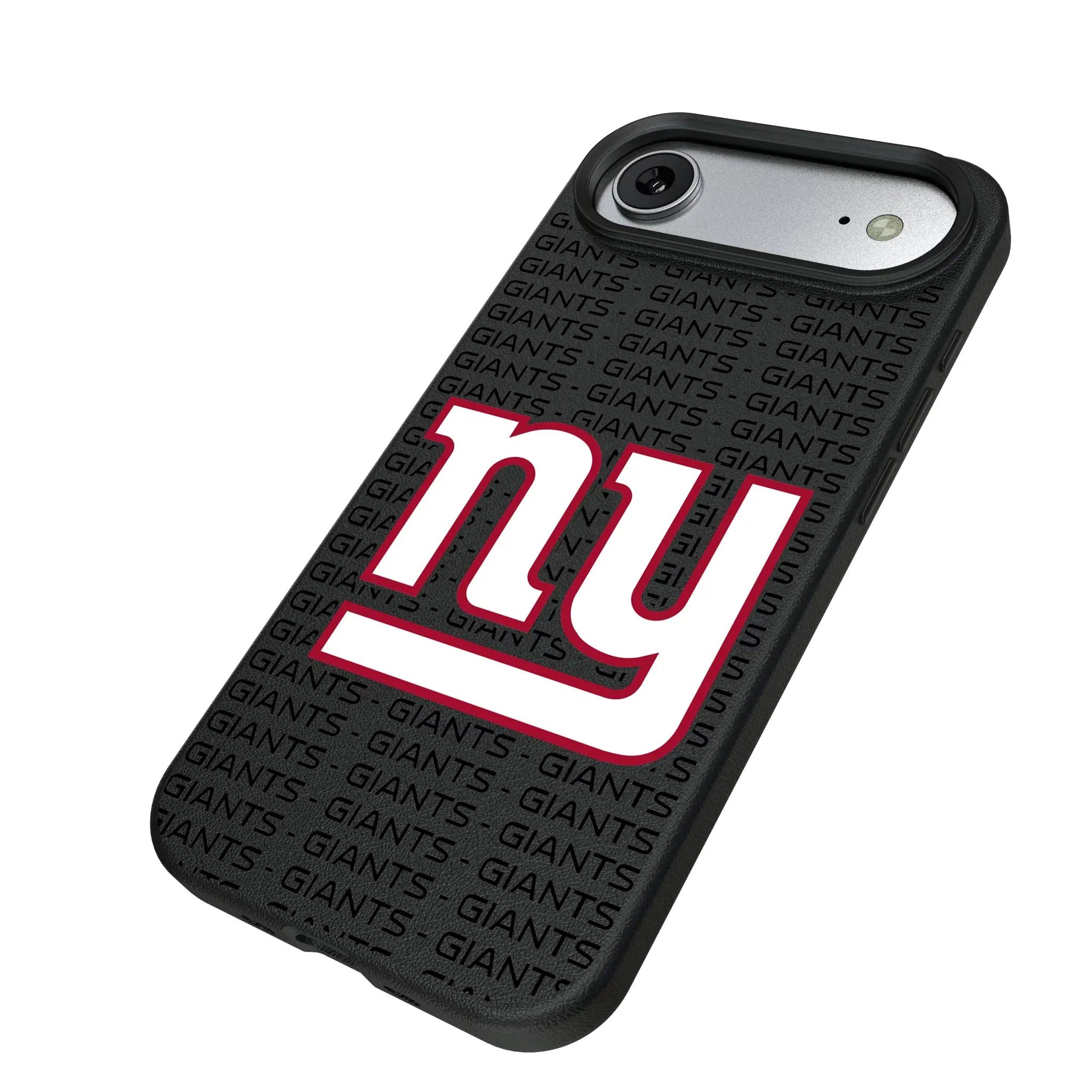 New York Giants Text Backdrop iPhone MagSafe Compatible Phone Case for Apple iPhone - Isometric View#Device_iPhone Air