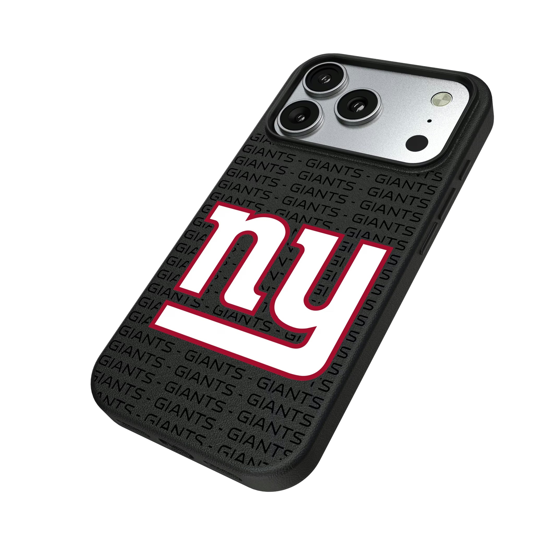 New York Giants Text Backdrop iPhone MagSafe Compatible Phone Case for Apple iPhone - Isometric View#Device_iPhone 17 Pro