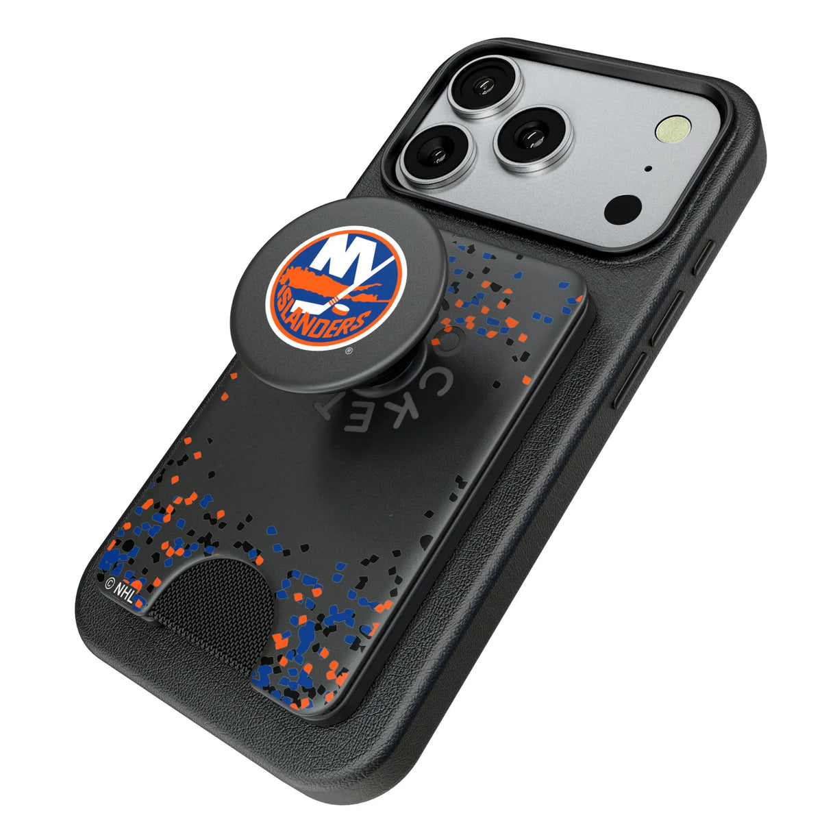 New York Islanders Confetti Popsockets Wallet Magnetic - Isometric View