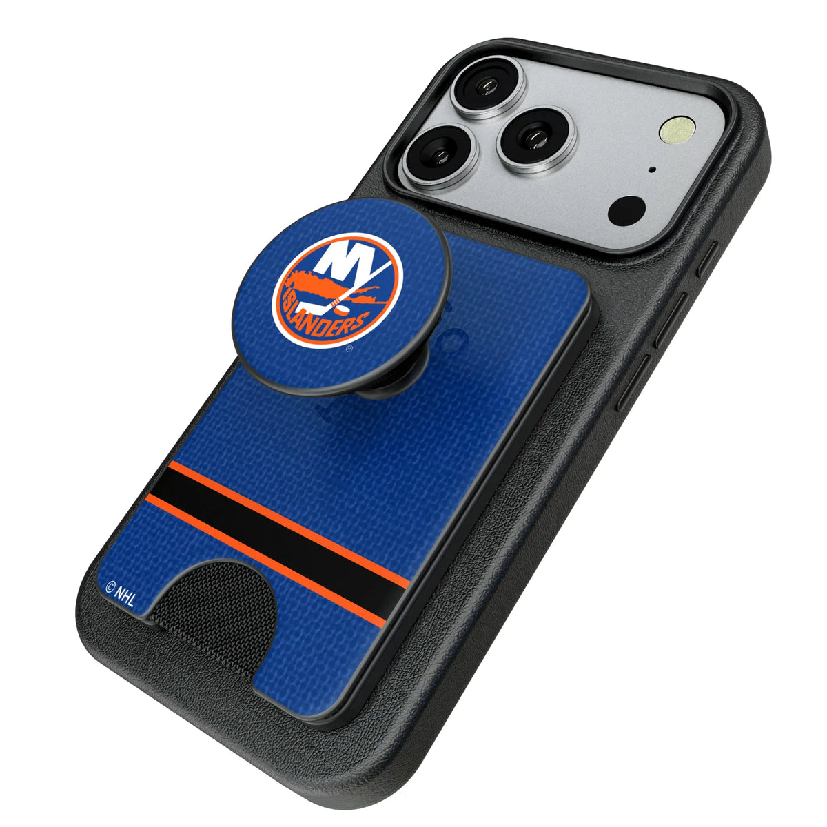 New York Islanders Endzone Solid Popsockets Wallet Magnetic - Isometric View