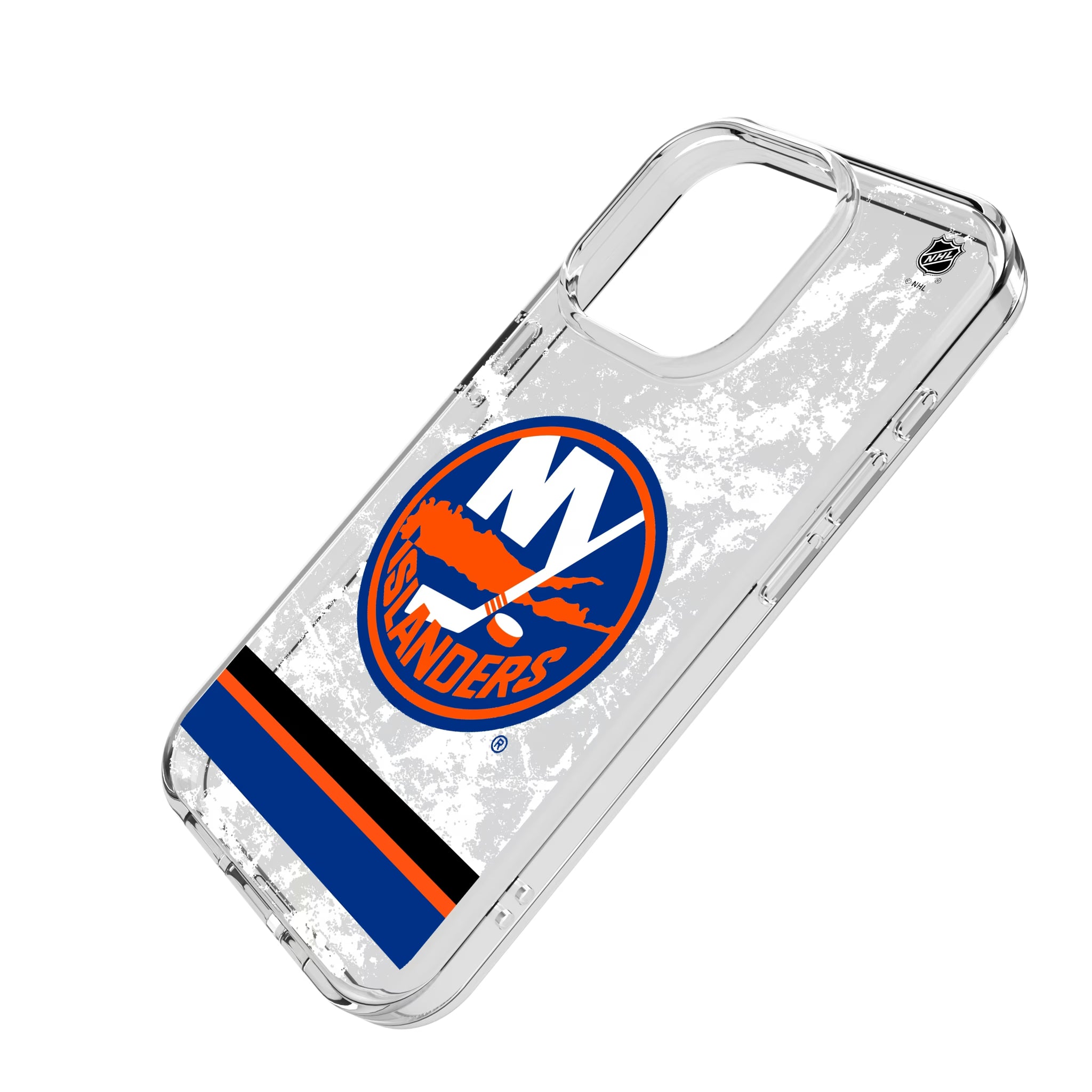 New York Islanders Ice Stripe iPhone Clear Phone Case for Apple iPhone - Isometric View
