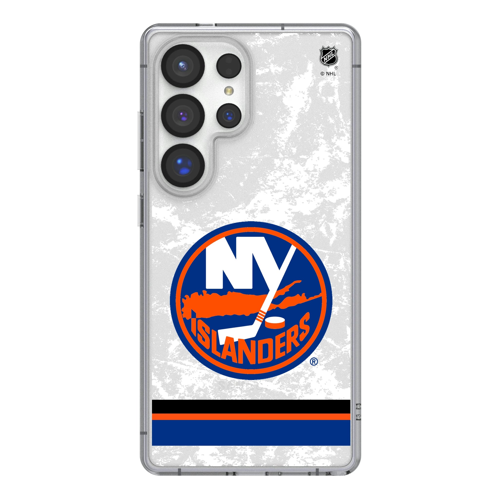New York Islanders Ice Stripe Galaxy Clear Phone Case for Samsung Galaxy