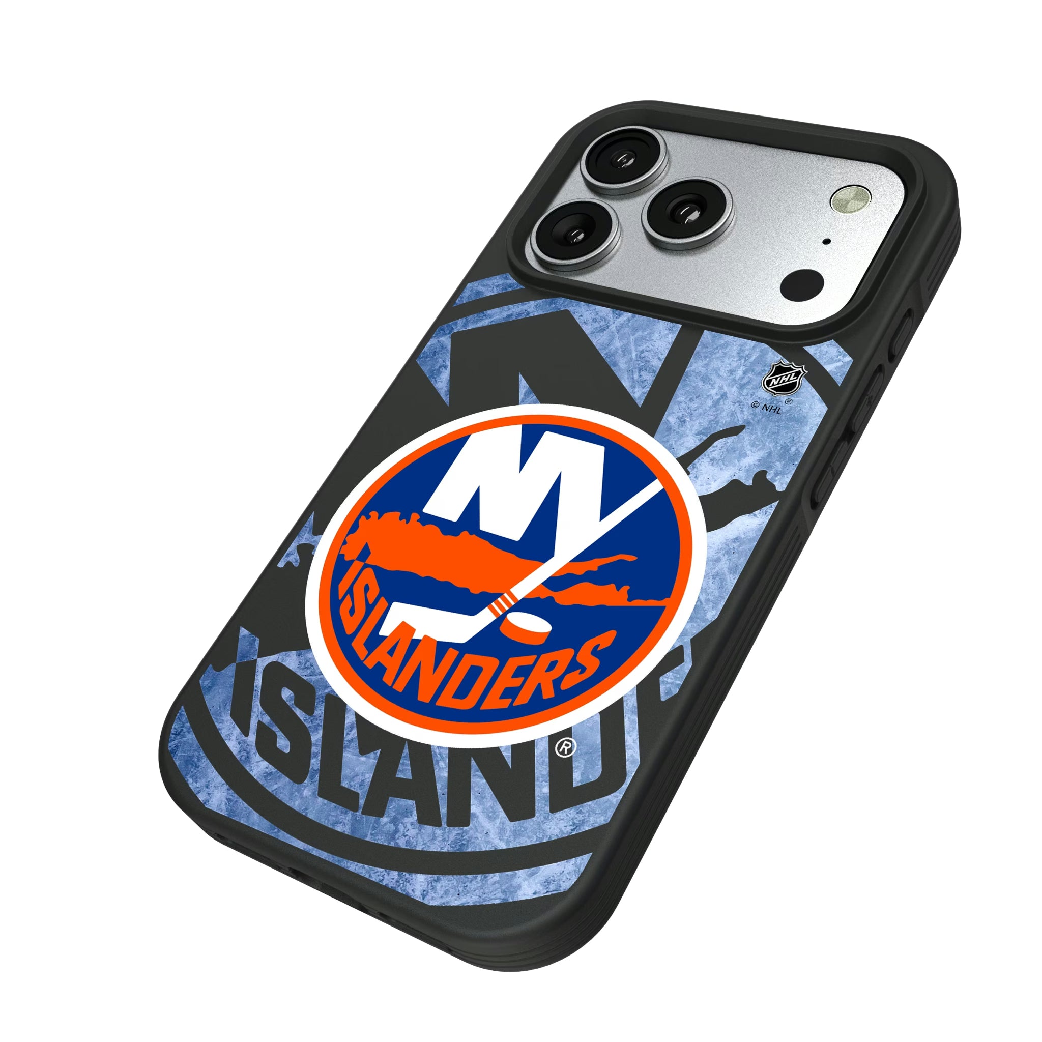 New York Islanders Ice Tilt iPhone Bump Phone Case for Apple iPhone - Isometric View#Device_iPhone 17 Pro