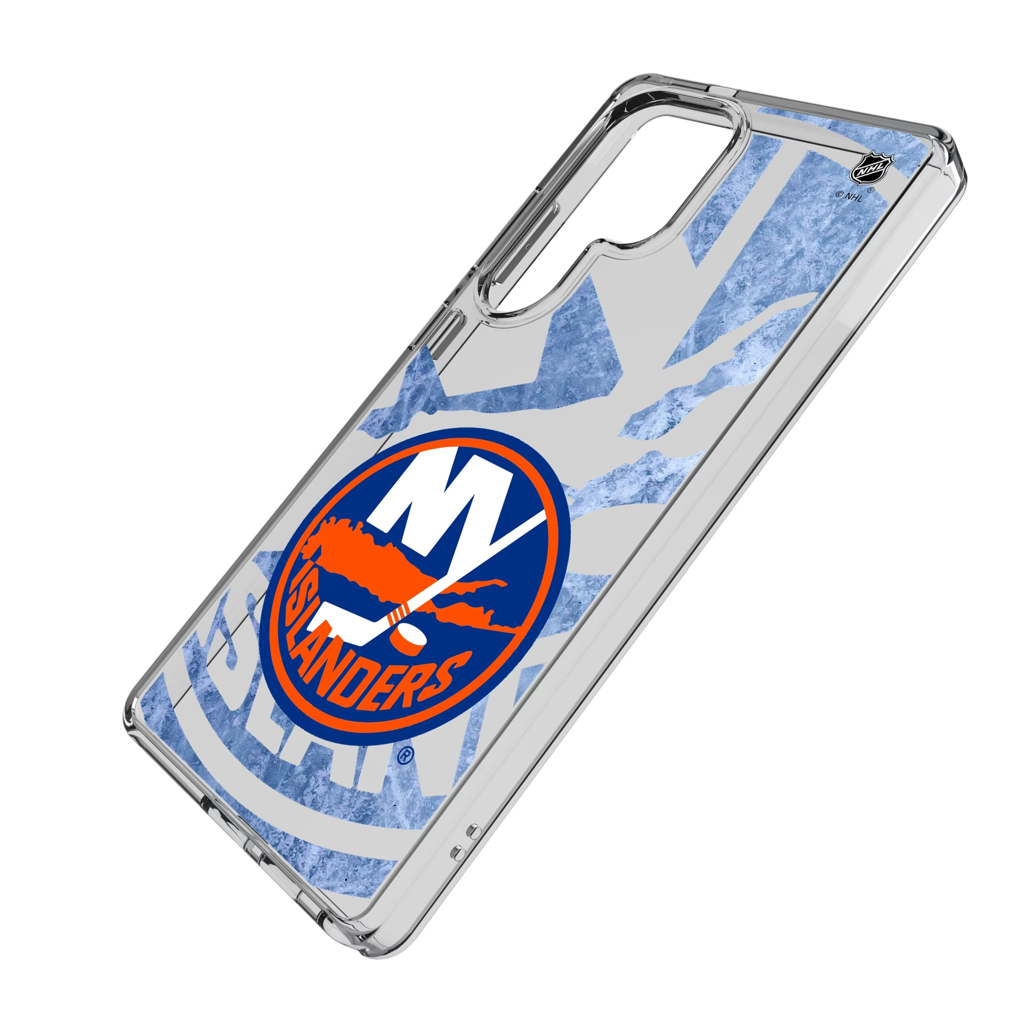 New York Islanders Ice Tilt Galaxy Clear Phone Case for Samsung Galaxy - Isometric View