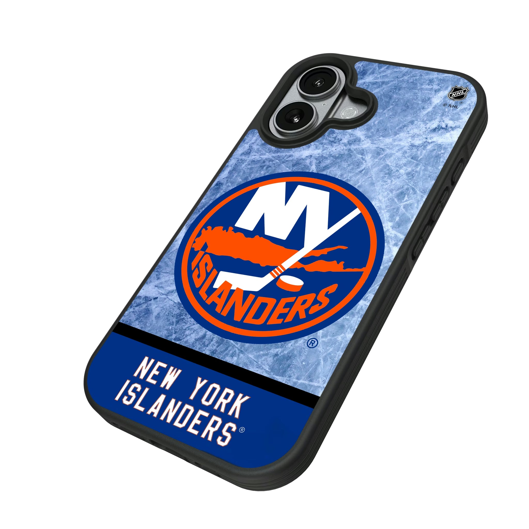 New York Islanders Ice Wordmark iPhone Bump Phone Case for Apple iPhone - Isometric View#Device_iPhone 17