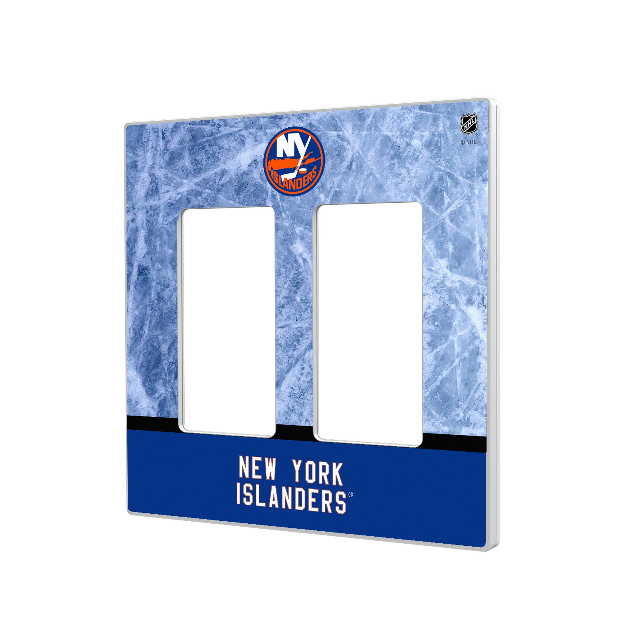 New York Islanders Ice Wordmark Hidden-Screw Light Switch Plate#Style_Double Rocker
