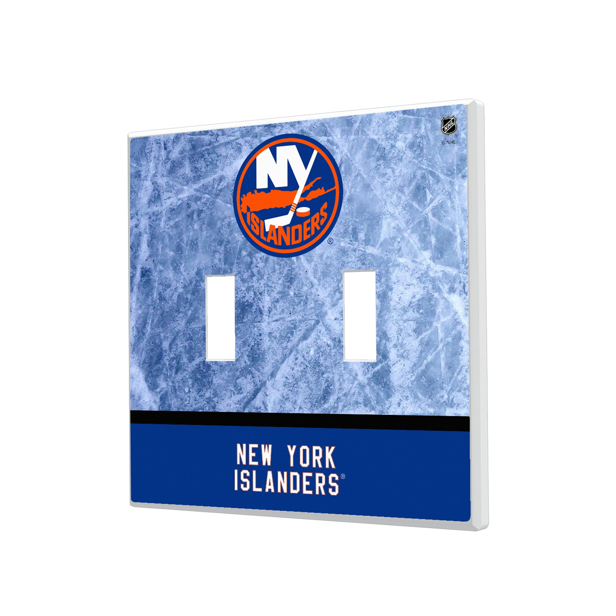 New York Islanders Ice Wordmark Hidden-Screw Light Switch Plate#Style_Double Toggle