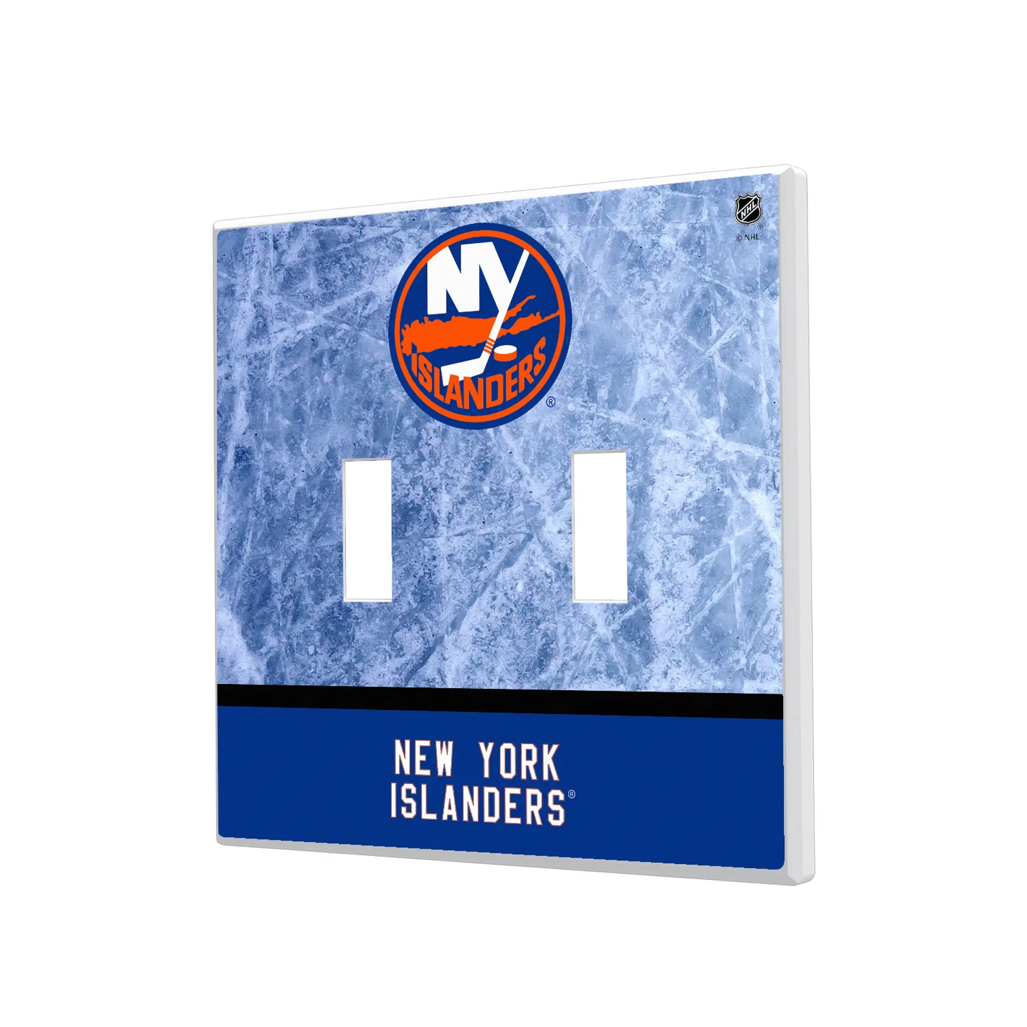 New York Islanders Ice Wordmark Hidden-Screw Light Switch Plate#Style_Double Toggle