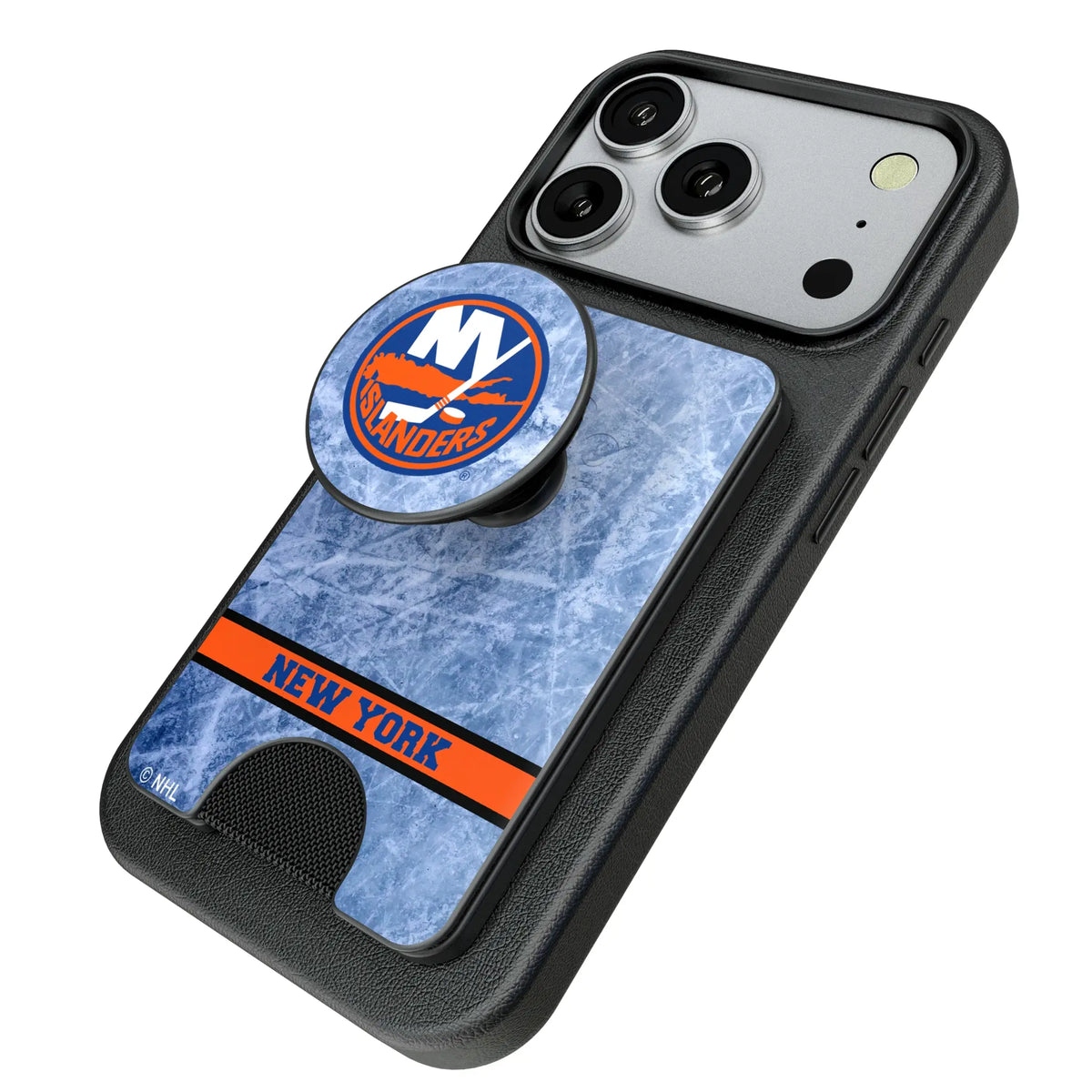 New York Islanders Ice Wordmark Popsockets Wallet Magnetic - Isometric View