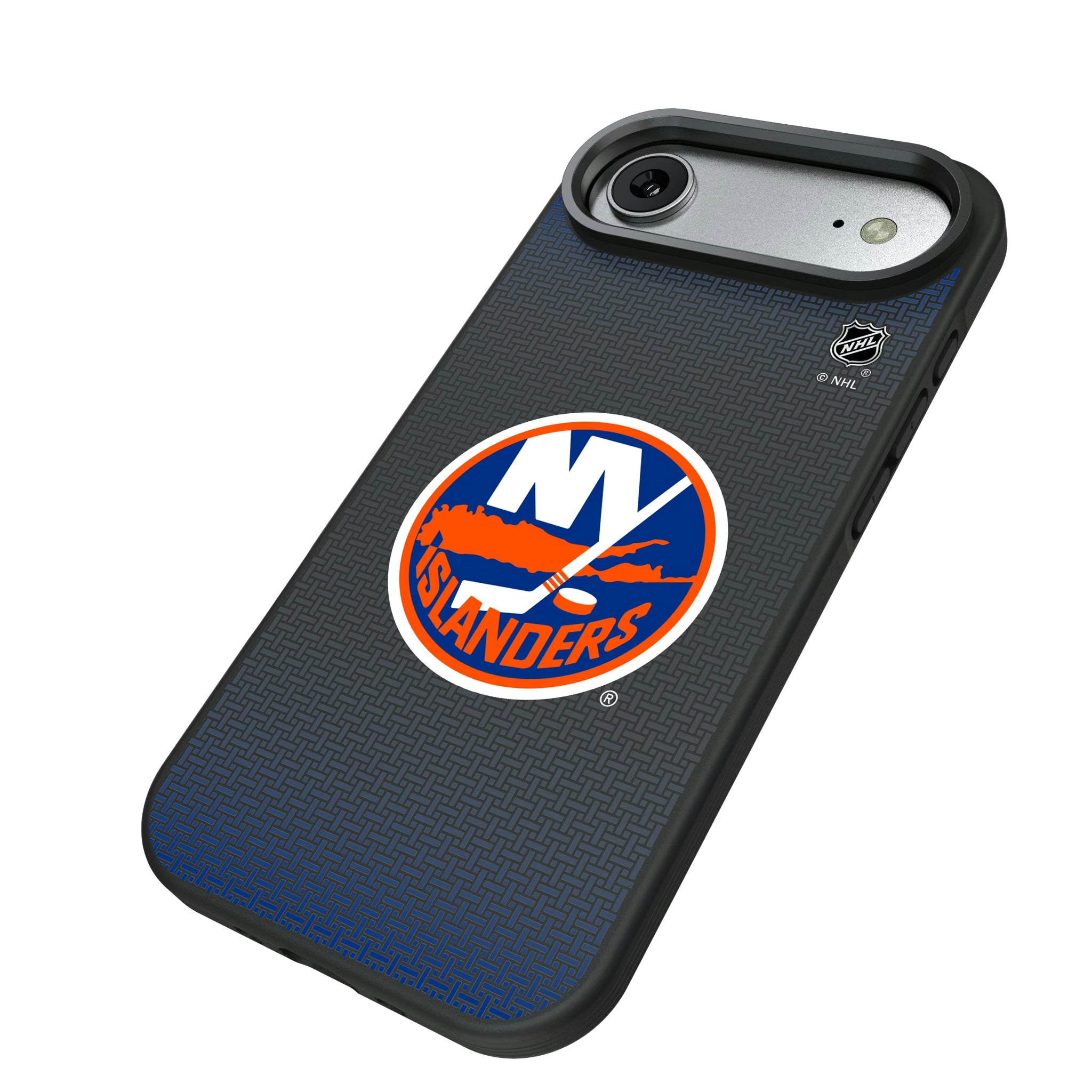 New York Islanders Linen iPhone Bump Phone Case for Apple iPhone - Isometric View#Device_iPhone Air