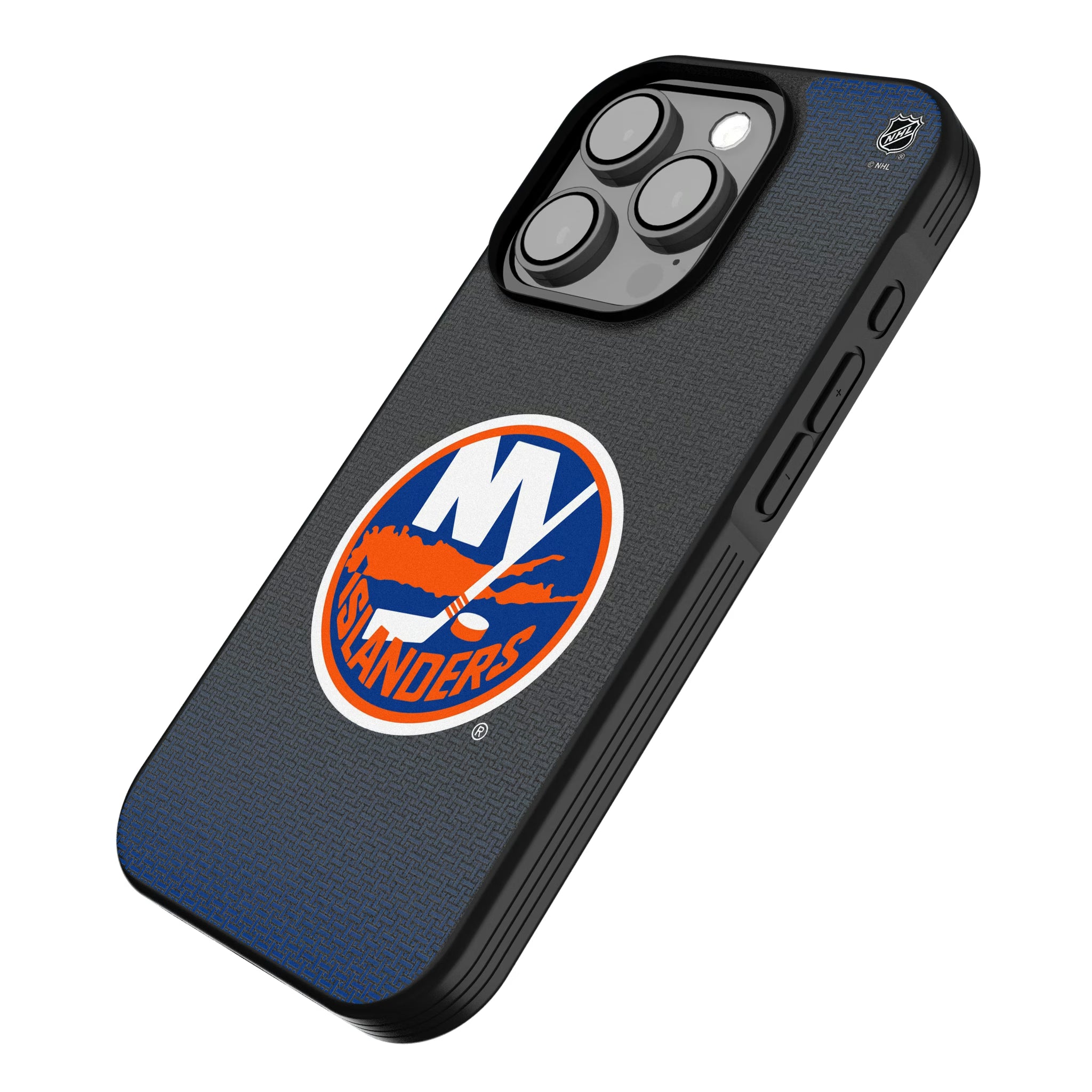 New York Islanders Linen iPhone Bump Phone Case for Apple iPhone - Isometric View