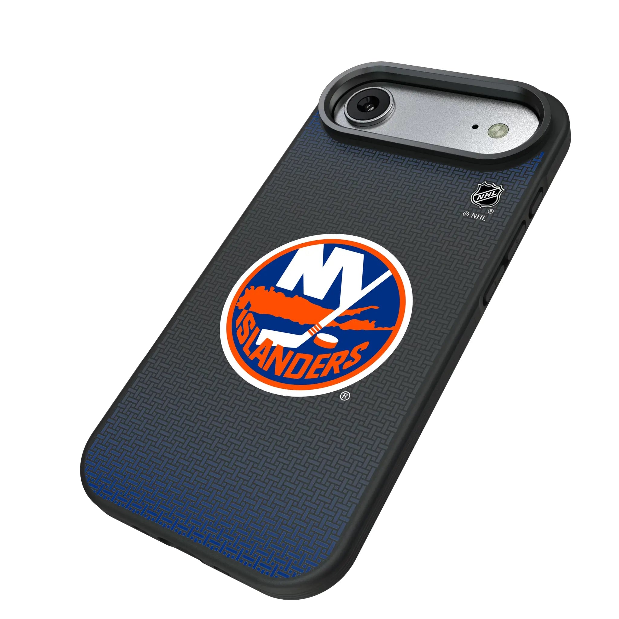 New York Islanders Linen iPhone Bump Phone Case for Apple iPhone - Isometric View#Device_iPhone Air