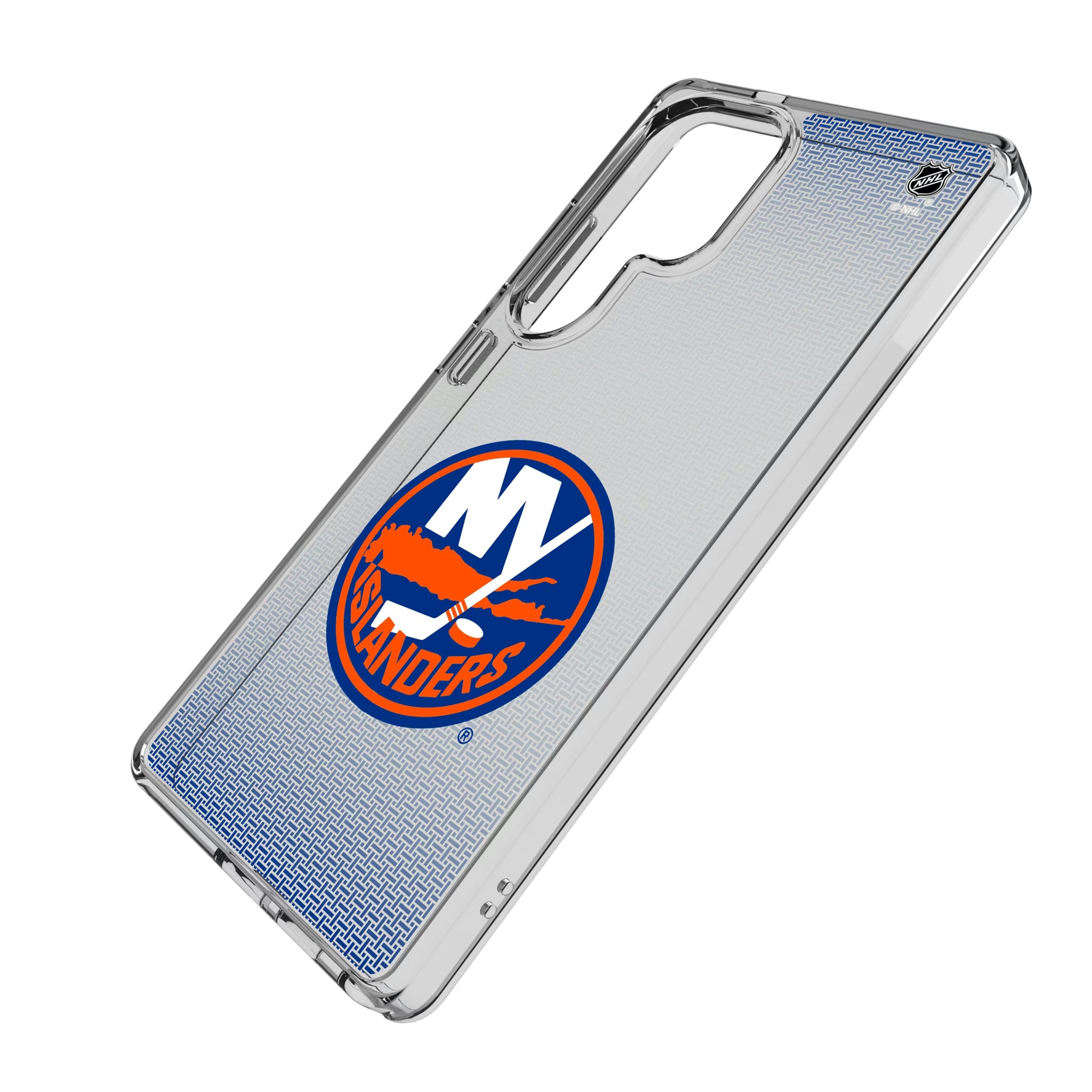 New York Islanders Linen Galaxy Clear Phone Case for Samsung Galaxy - Isometric View