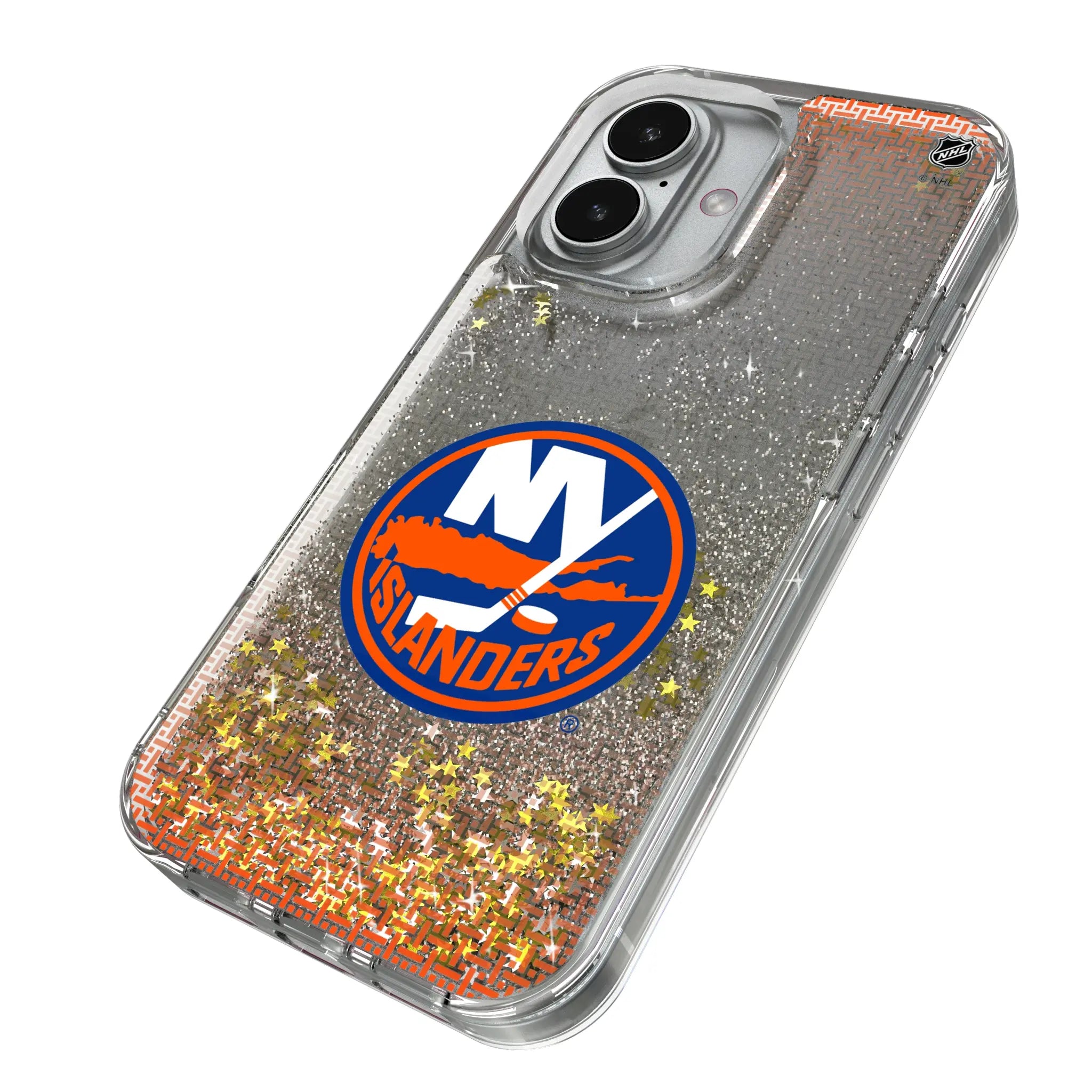 New York Islanders Linen iPhone Glitter Phone Case for Apple iPhone - Isometric View