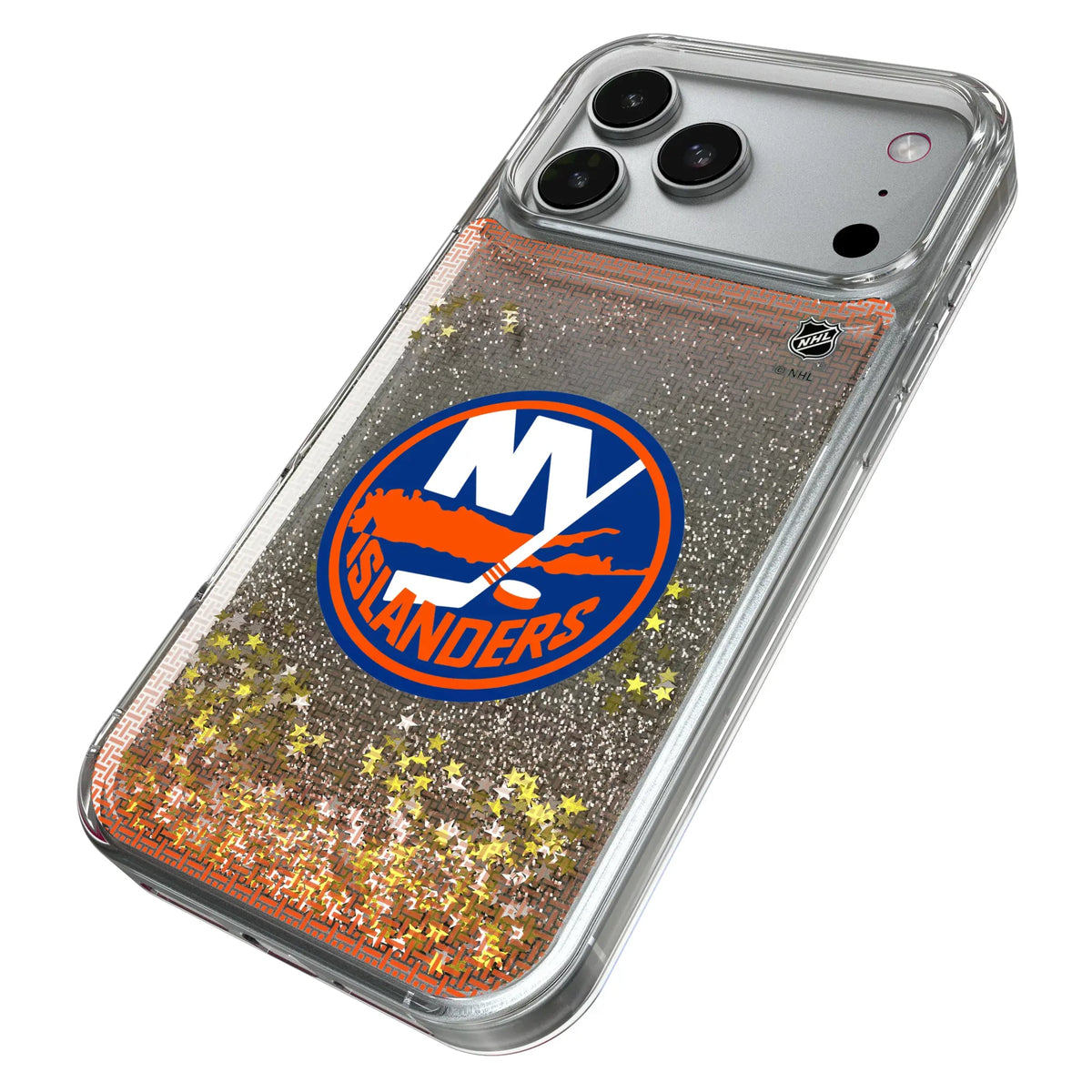 New York Islanders Linen iPhone Glitter Phone Case for Apple iPhone - Isometric View#Device_iPhone 17 Pro Max