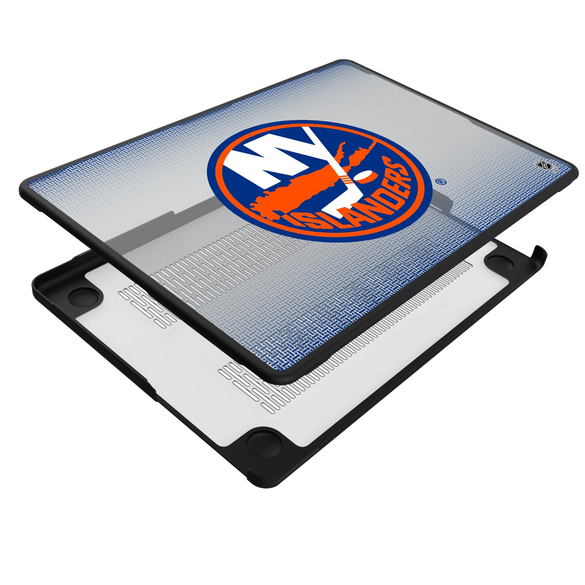 New York Islanders Linen MacBook Laptop Case for Apple MacBook - Isometric View#Device_MacBook Pro (14-inch, 2021) / MacBook Pro (14-inch, 2023) / MacBook Pro (14-inch, 2024)