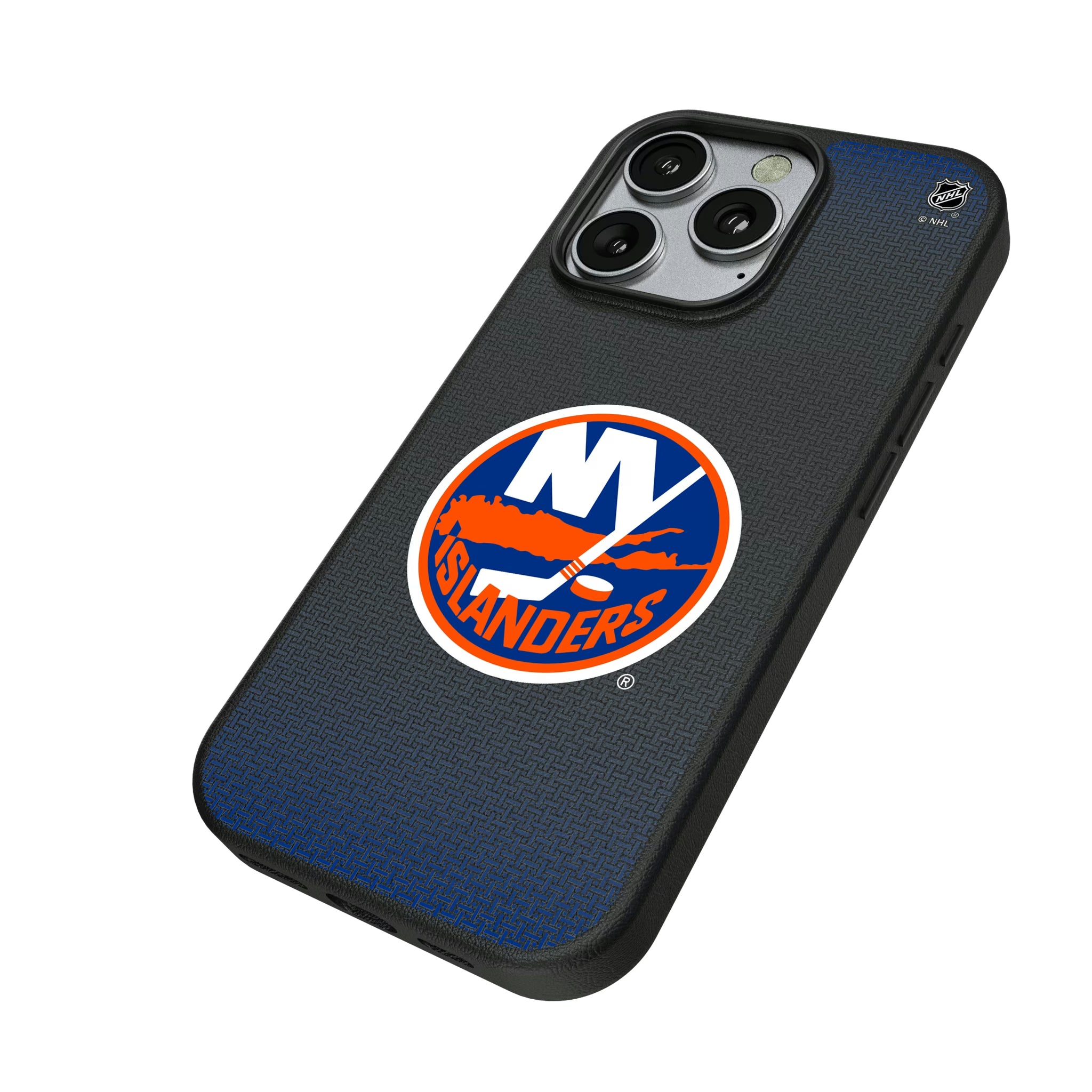 New York Islanders Linen iPhone MagSafe Compatible Phone Case for Apple iPhone - Isometric View
