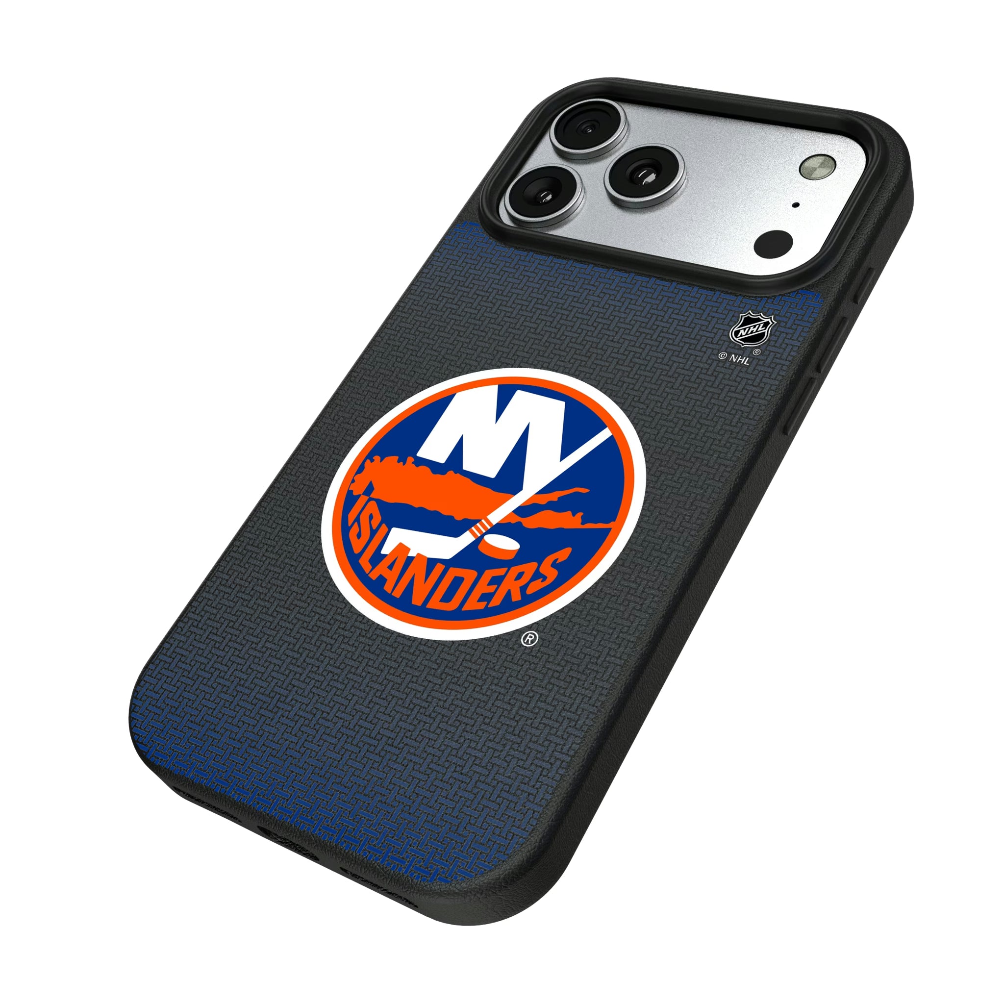 New York Islanders Linen iPhone MagSafe Compatible Phone Case for Apple iPhone - Isometric View#Device_iPhone 17 Pro Max