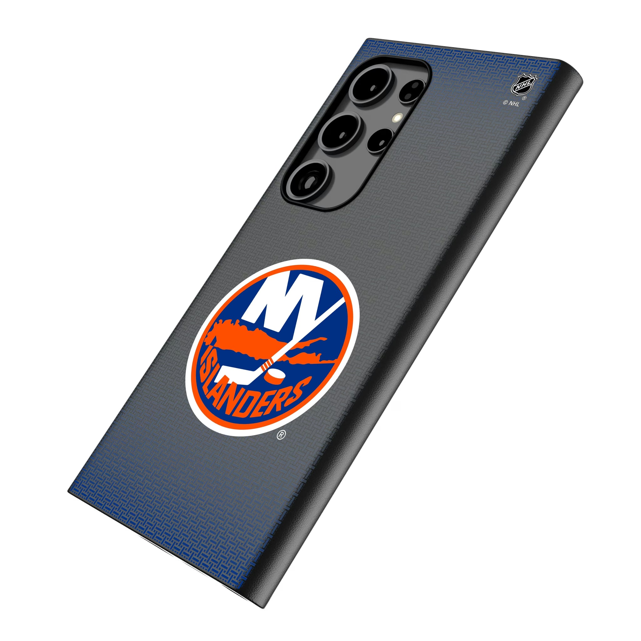 New York Islanders Linen Galaxy MagSafe Compatible Phone Case for Samsung Galaxy - Isometric View