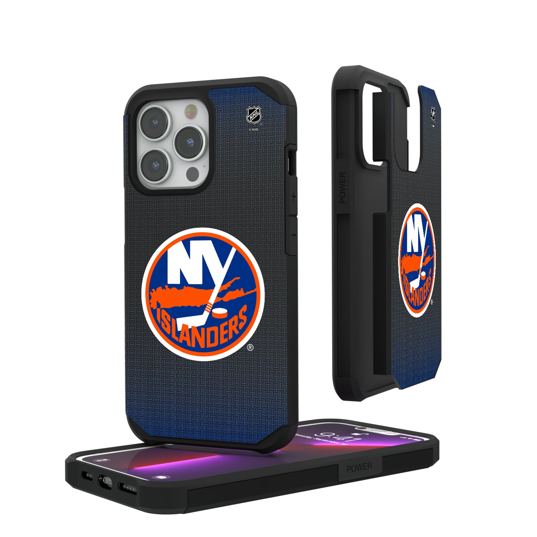 New York Islanders Linen iPhone Rugged Phone Case for Apple iPhone#Device_iPhone 13 Pro