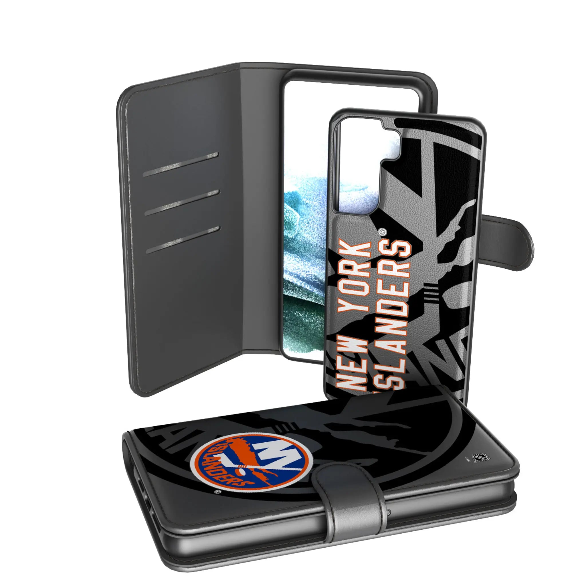 New York Islanders Monocolor Tilt Galaxy Wallet Phone Case for Samsung Galaxy