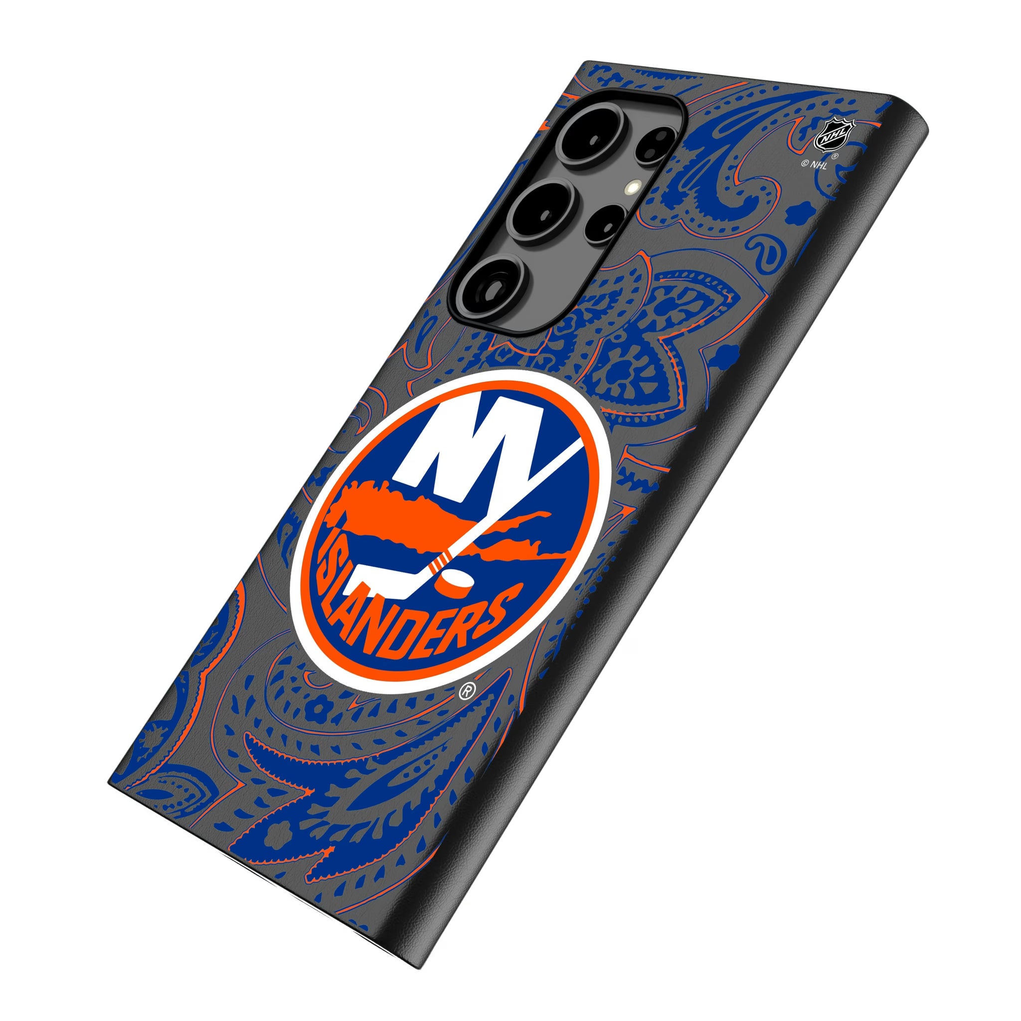 New York Islanders Paisley Galaxy MagSafe Compatible Phone Case for Samsung Galaxy - Isometric View